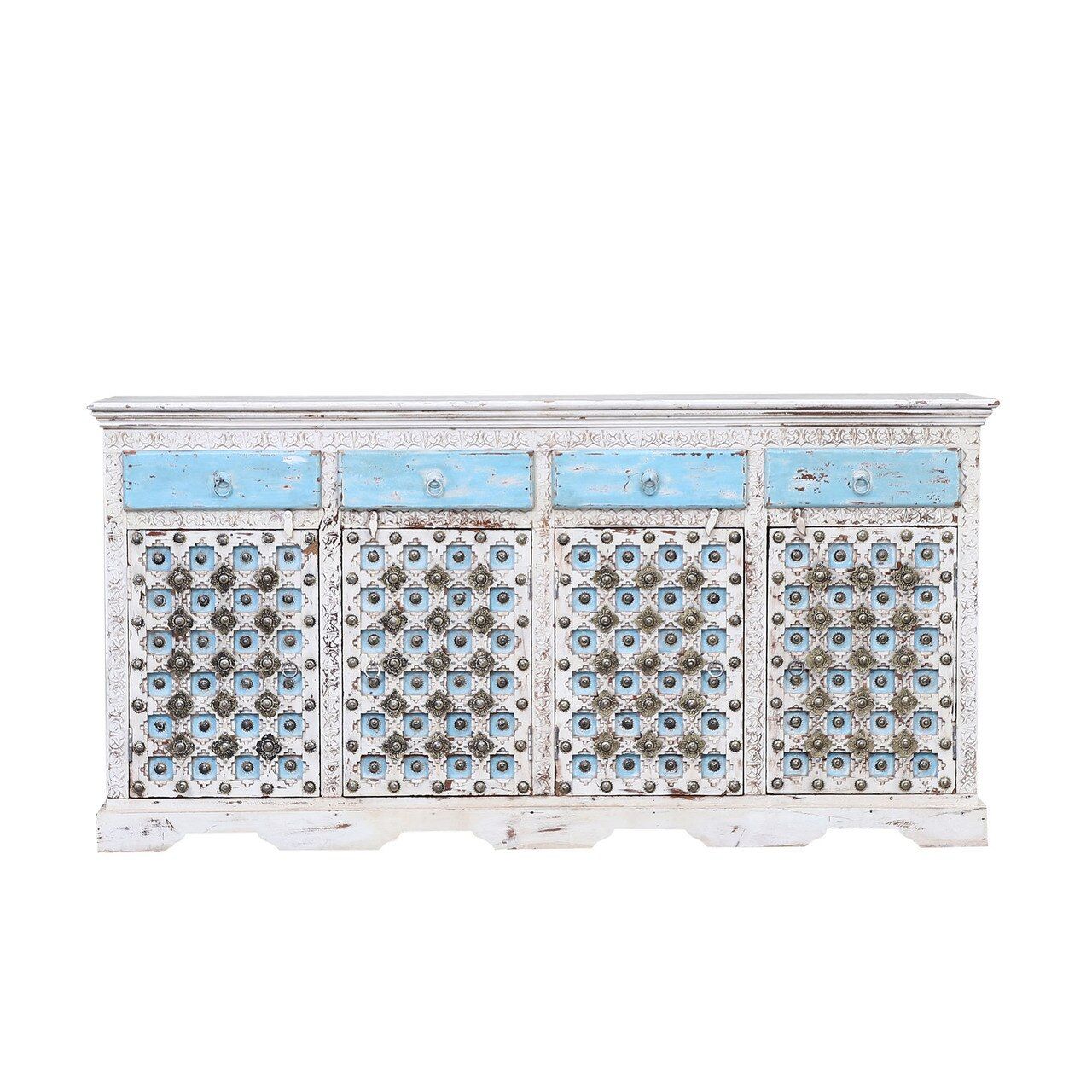 Farmhouse Heritage Brass Accent Large Sideboard Buffets Intended For Grey Wooden Accent Buffets (View 15 of 30)