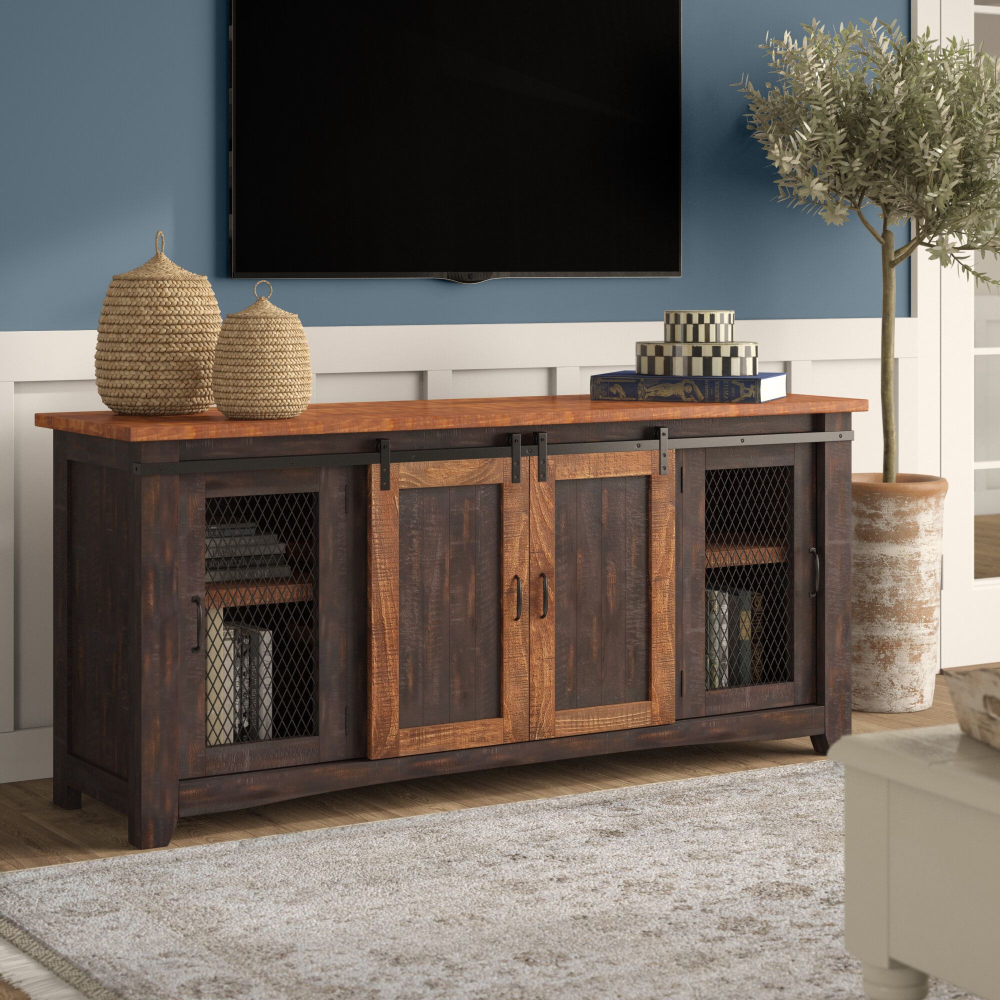 Farmhouse & Rustic Tv Stands | Birch Lane With Madison Park Rachel Grey Media Credenzas (Photo 16 of 30)