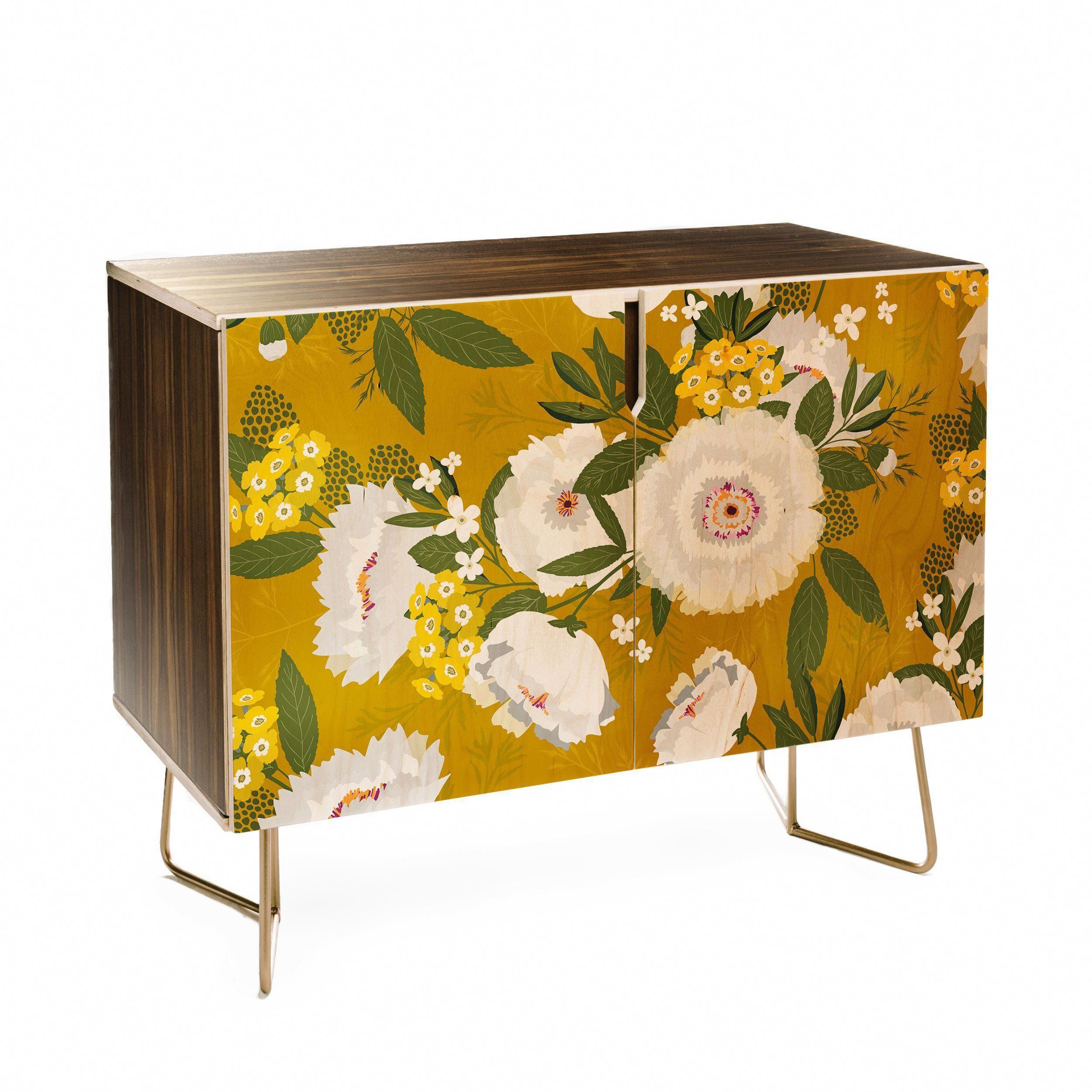 Fleurette Midday Credenza Iveta Abolina In Floral Blush Yellow Credenzas (View 8 of 30)
