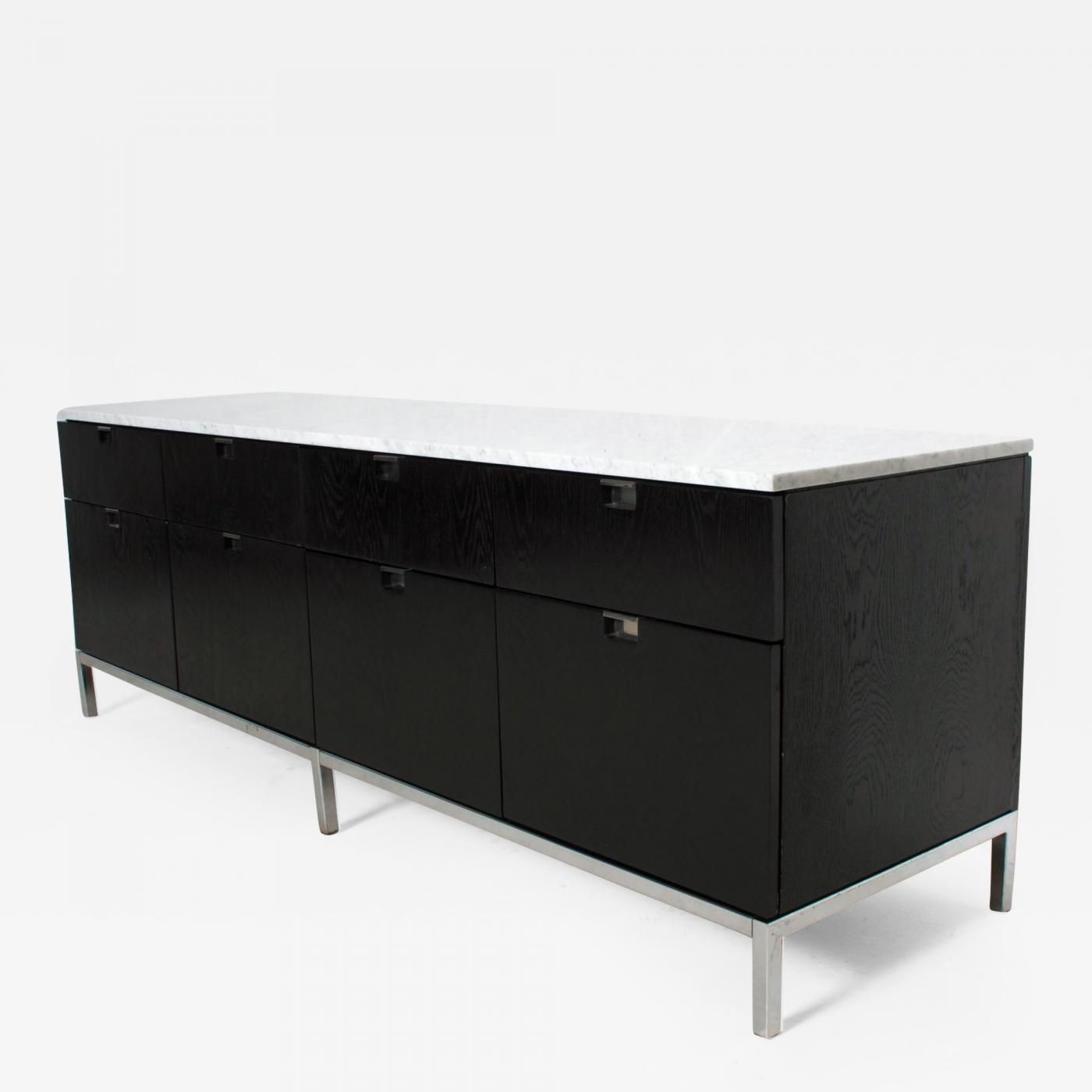 Florence Knoll – Florence Knoll Credenza With White Carrera Marble In Black  Oak With Regard To Copper Leaf Wood Credenzas (View 30 of 30)