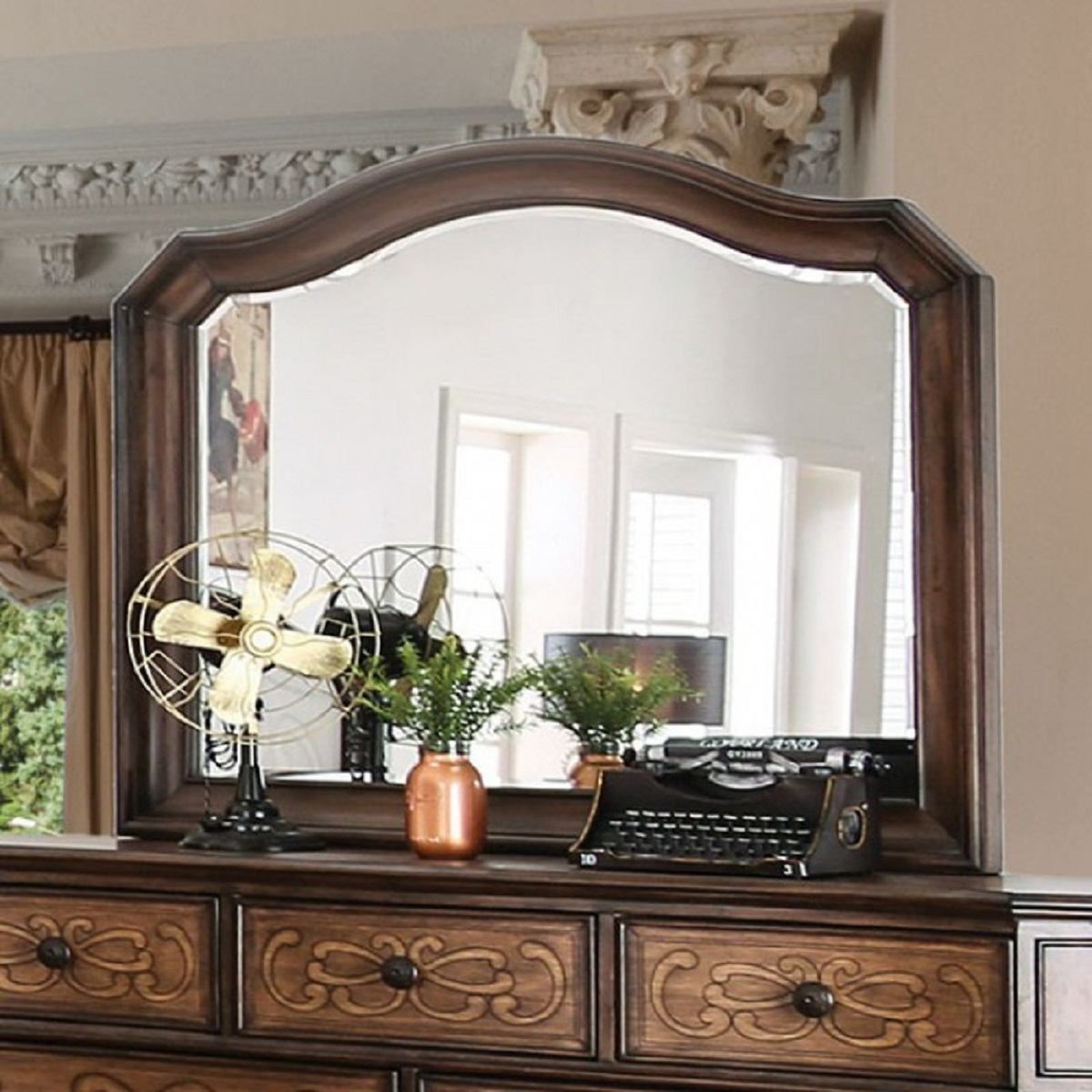 Furniture Of America Emmaline Mirror In Warm Chestnut Cm7831m With Emmaline Sideboards (Photo 27 of 30)