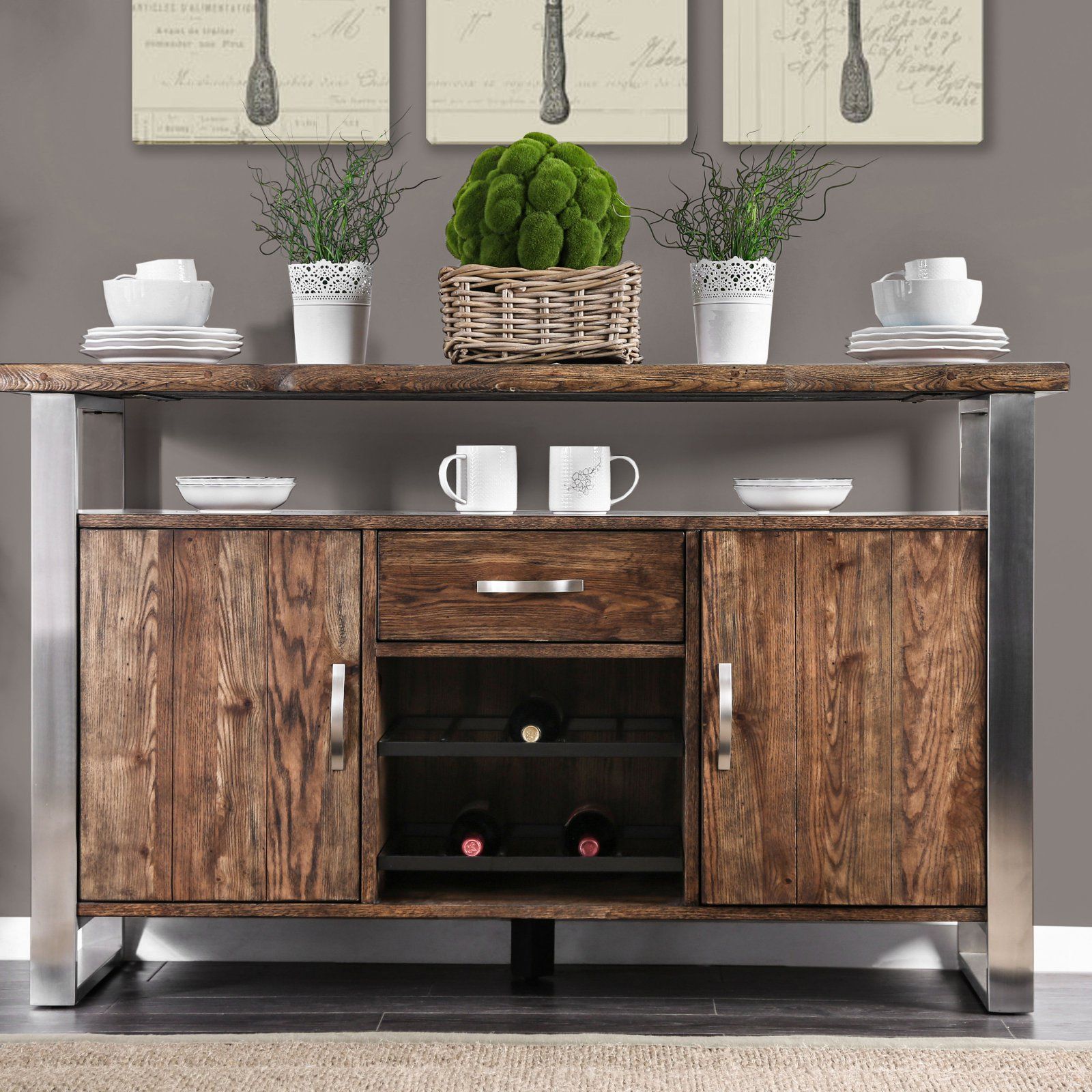 Furniture Of America Kadin Rustic Industrial Server Intended For Tilman Sideboards (View 9 of 30)