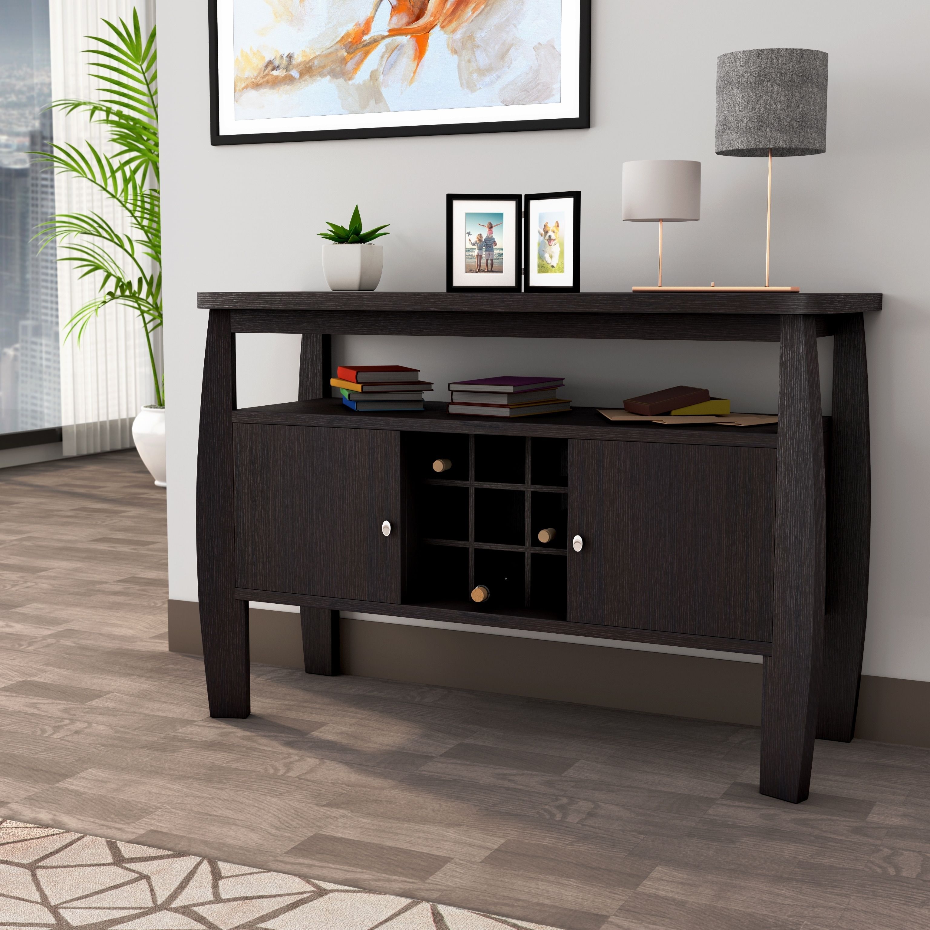 Furniture Of America Zarina Cappuccino Buffet Table In Modern Cappuccino Open Storage Dining Buffets (Photo 14 of 30)