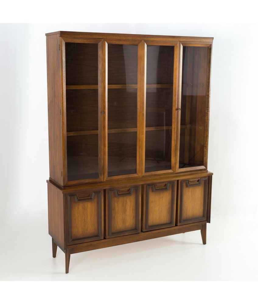 Garrison Mid Century Walnut China Cabinet Throughout Mid Century 3 Cabinet Buffets (View 25 of 30)
