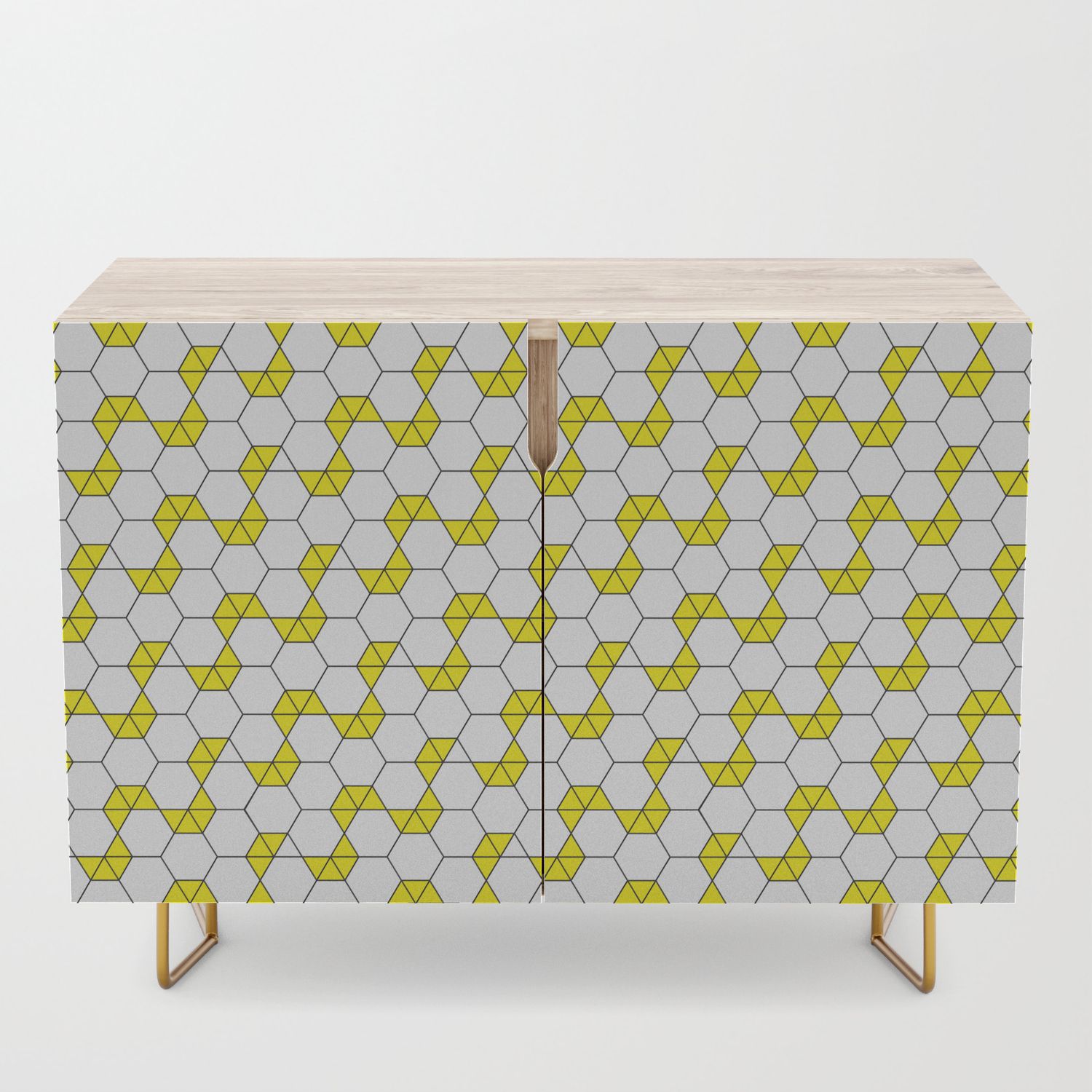Geometric Pattern 47 (yellow Hexagon) Credenza Intended For Exagonal Geometry Credenzas (View 6 of 30)