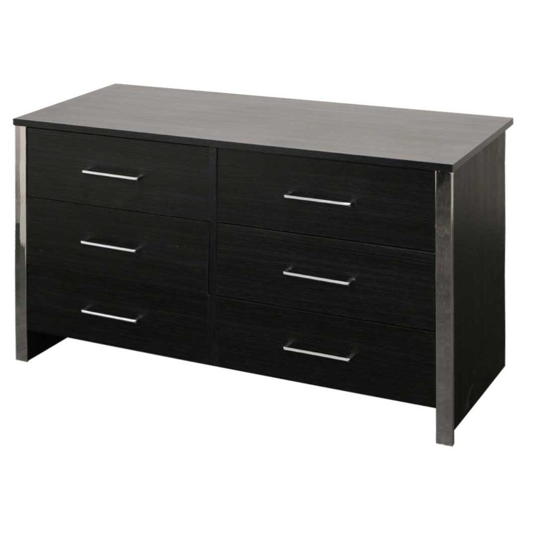 Gosport – Wide 6 Drawer Chest (black Ash) For Gosport Sideboards (View 21 of 30)