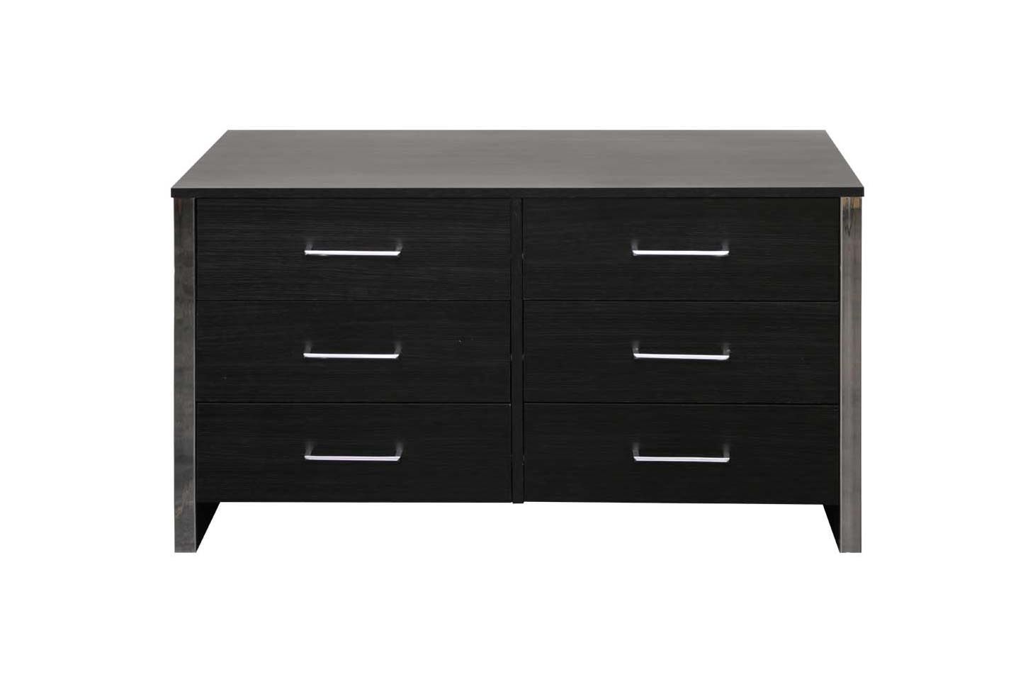 Gosport – Wide 6 Drawer Chest (black Ash) Within Gosport Sideboards (View 20 of 30)