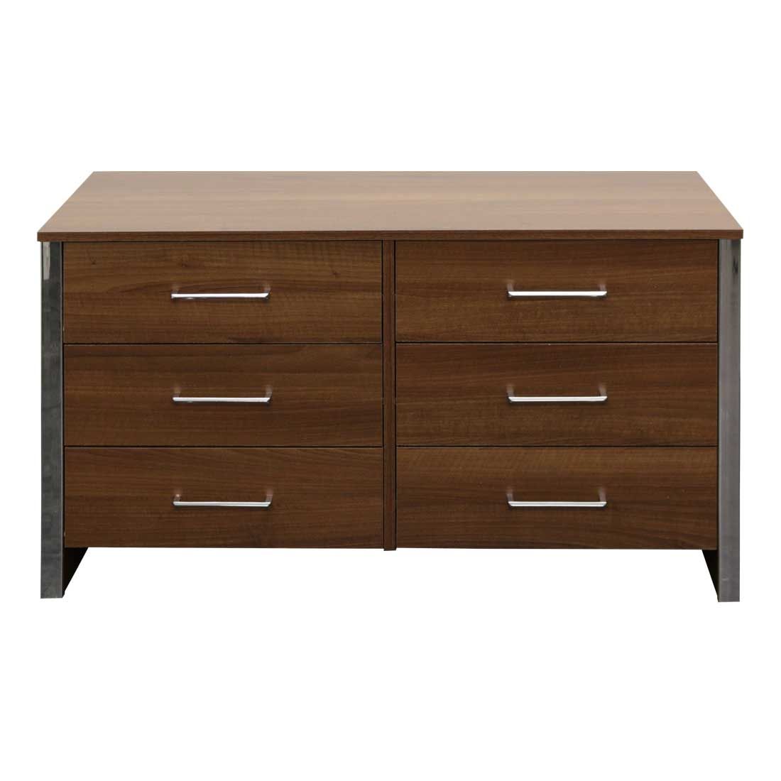Gosport Wide 6 Drawer Chest Walnut — Online Furniture Wholesaler In Gosport Sideboards (View 8 of 30)