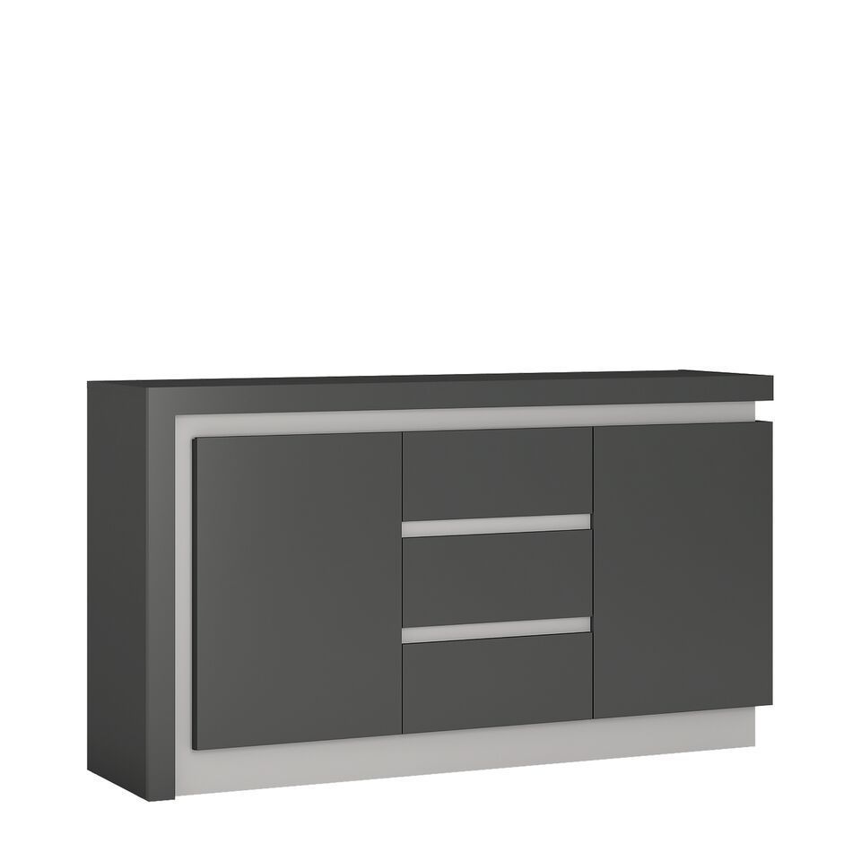 Grey High Gloss 2 Door 3 Drawer Sideboard With White And Grey Sideboards (Photo 10 of 30)