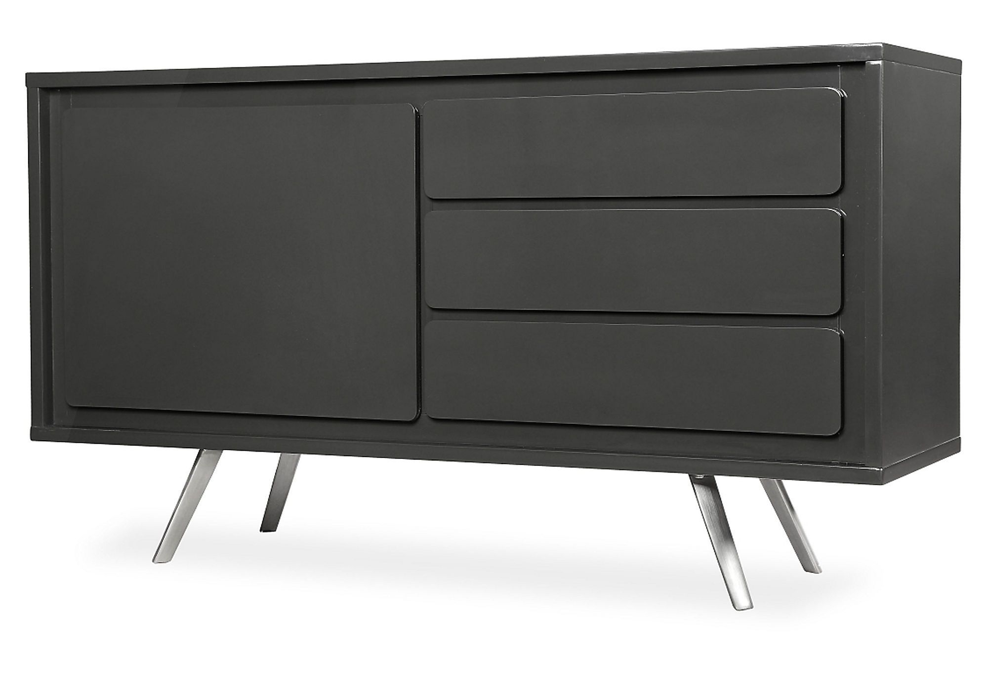 Hal Buffet, Gray | Serve, Display & Store | One Kings Lane Inside Contemporary Wooden Buffets With Four Open Compartments And Metal Tapered Legs (View 19 of 30)