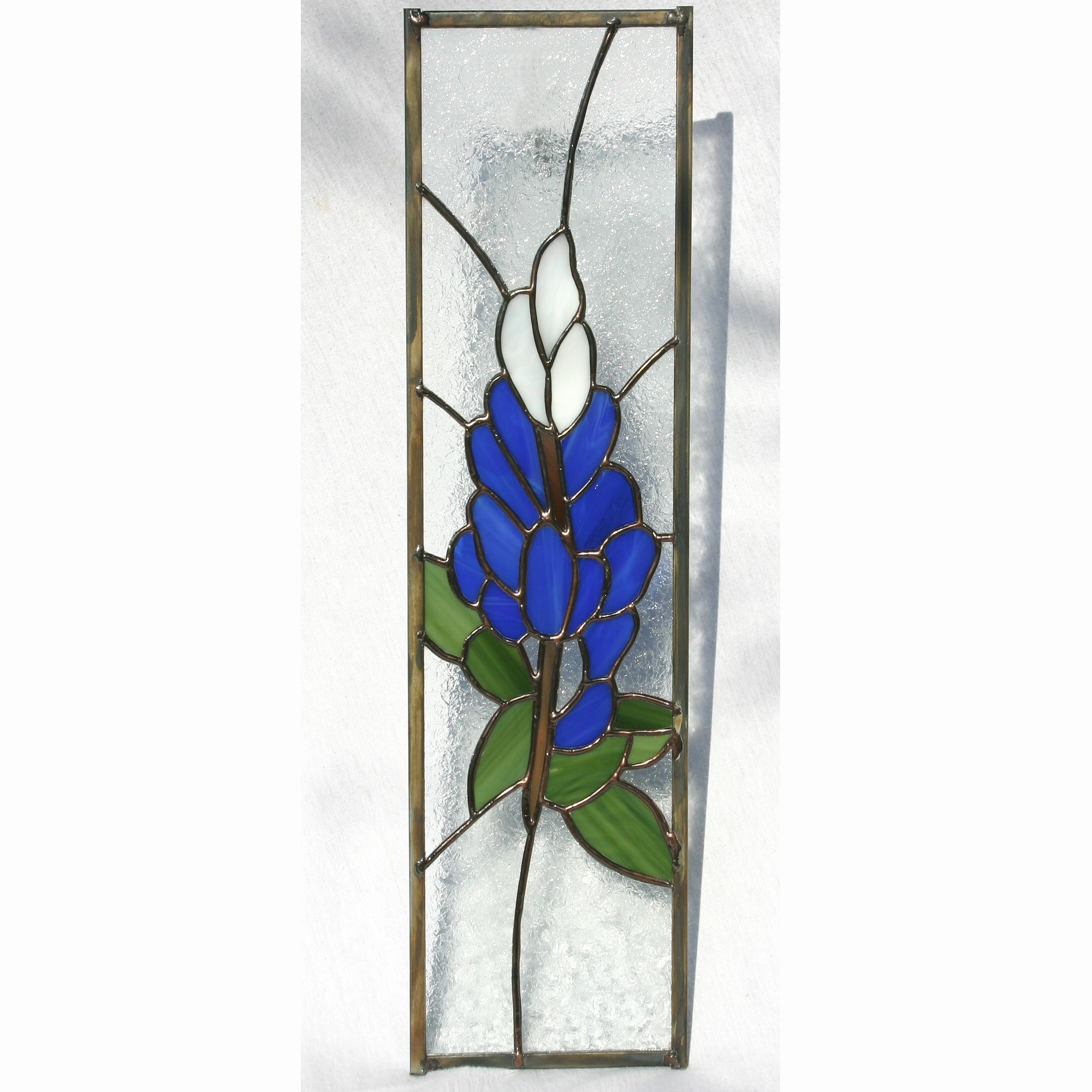 Handmade Blue Bonnet Stained Glass Panel Cabinet Inserta In Blue Stained Glass Credenzas (View 10 of 30)