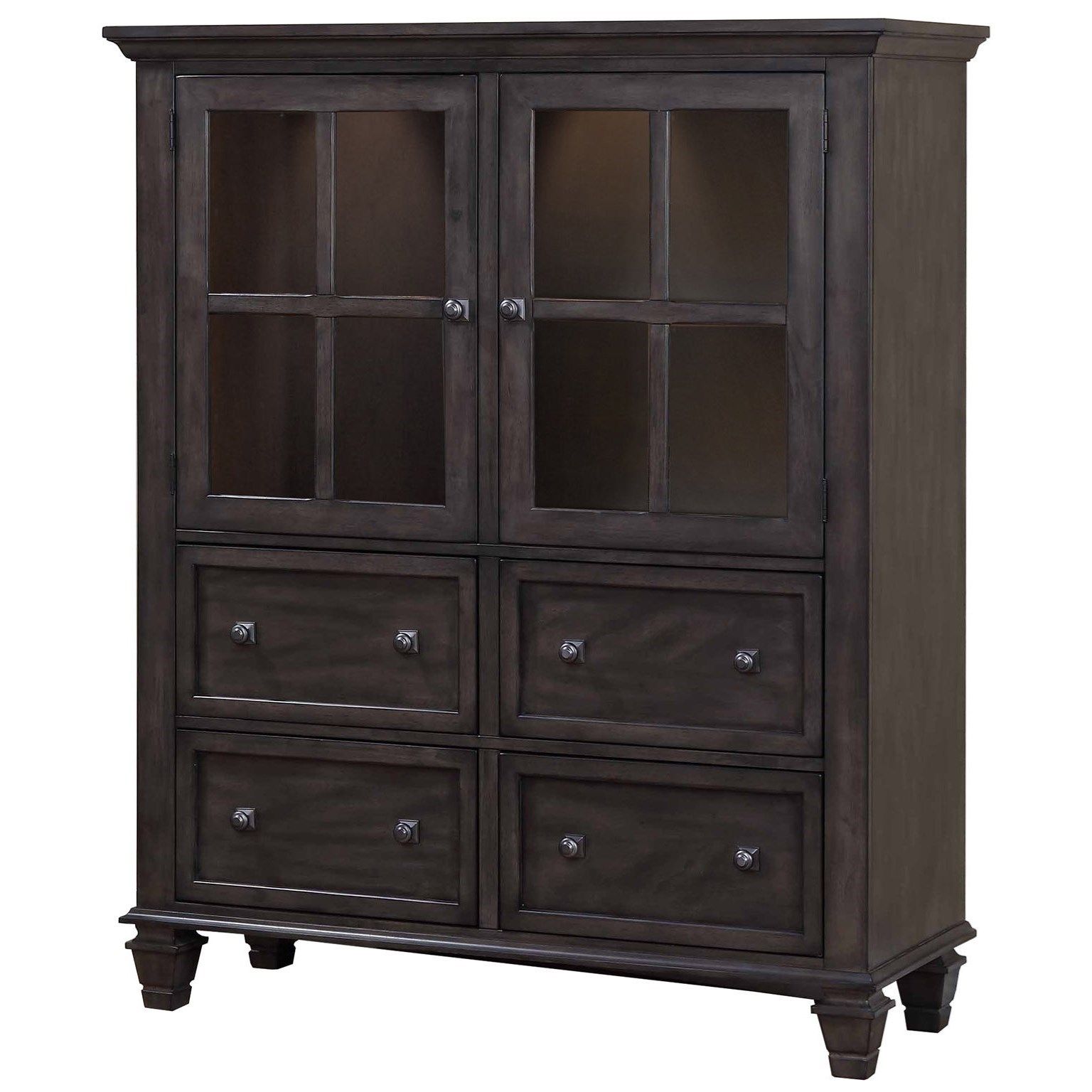 Hartford 52" Cabinet With Touch Light And Hanging Stemware Storage Winners Only At Dunk & Bright Furniture With Regard To Wooden Buffets With Two Side Door Storage Cabinets And Stemware Rack (View 22 of 30)