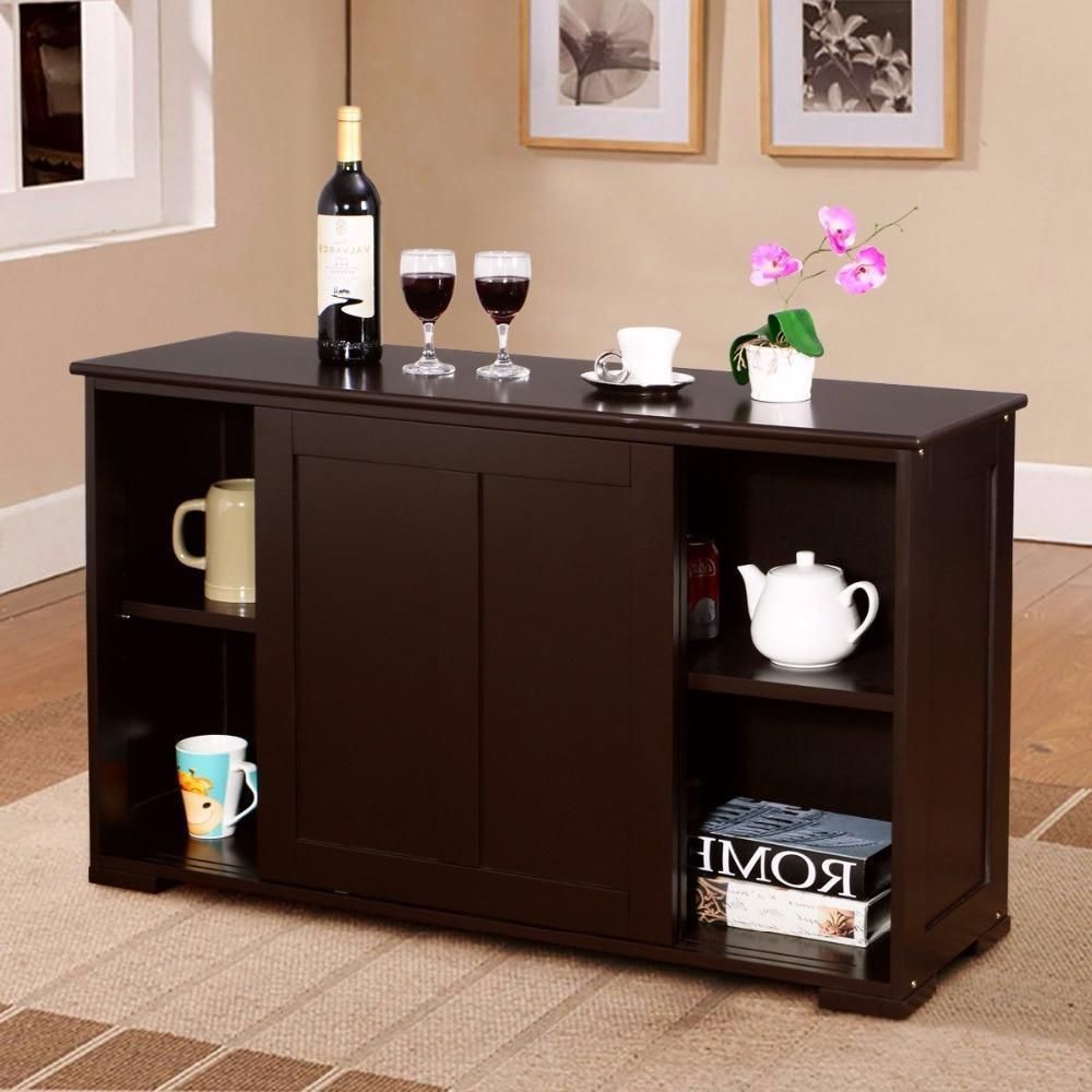 Home Living Room Storage Cabinet Sideboard Buffet Cupboard For Espresso Sliding Door Stackable Buffets (Photo 26 of 30)