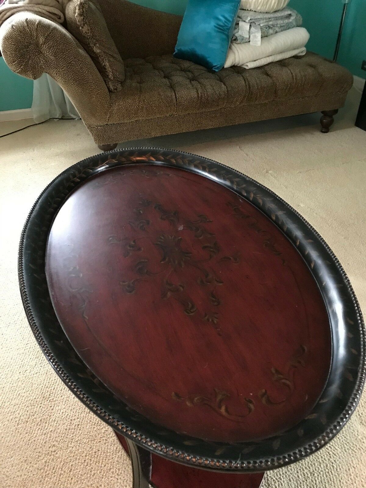 Kadine Coffee Tableastoria Grand  Traditional Red & Black Oval Tray  Style Intended For Wattisham Sideboards (View 23 of 30)