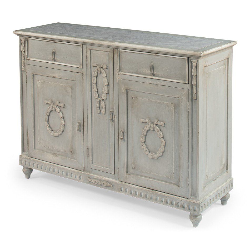Lauriers Grey Shabby Chic Buffet Pertaining To Grey Wooden Accent Buffets (View 2 of 30)
