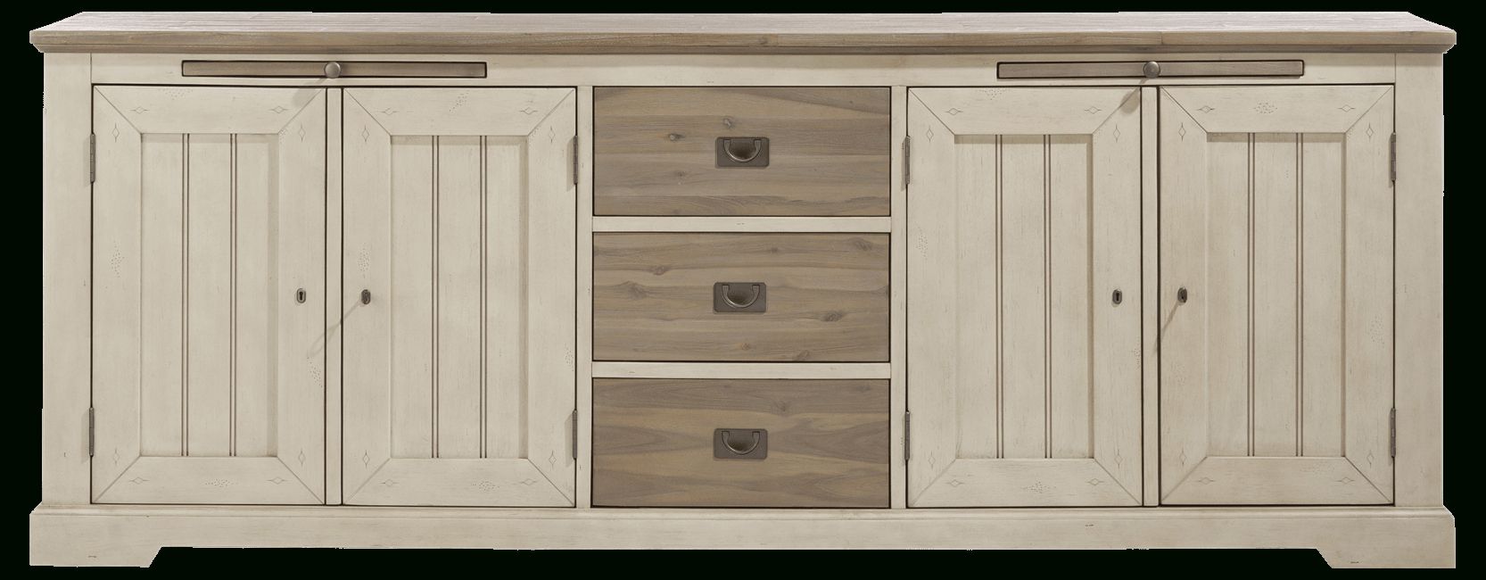 Le Port Sideboard 240 Cm – 4 Tueren + 3 Laden + 2 Tabletts Regarding White And Grey Sideboards (Photo 4 of 30)