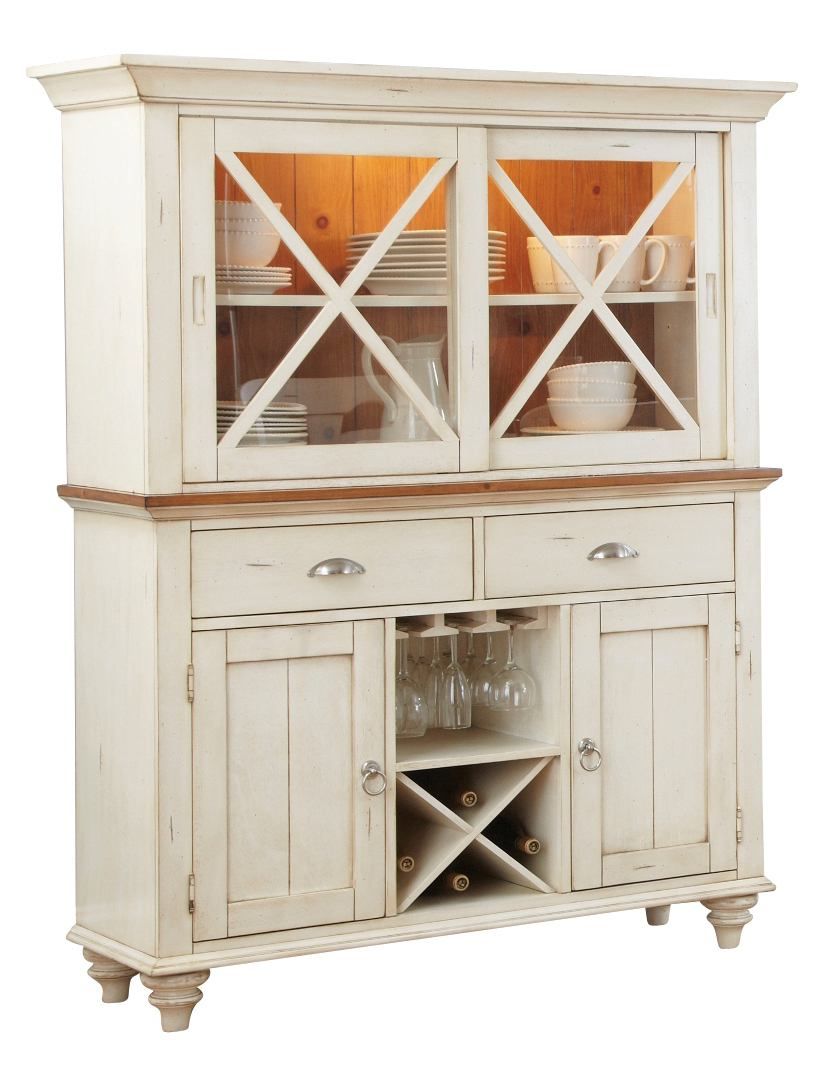 Liberty Furniture Ocean Isle Buffet With Hutch In Bisque With Natural Pine  303 Cbh4866 Est Ship Time Is 4 Weeks Intended For Wooden Buffets With Two Side Door Storage Cabinets And Stemware Rack (View 21 of 30)