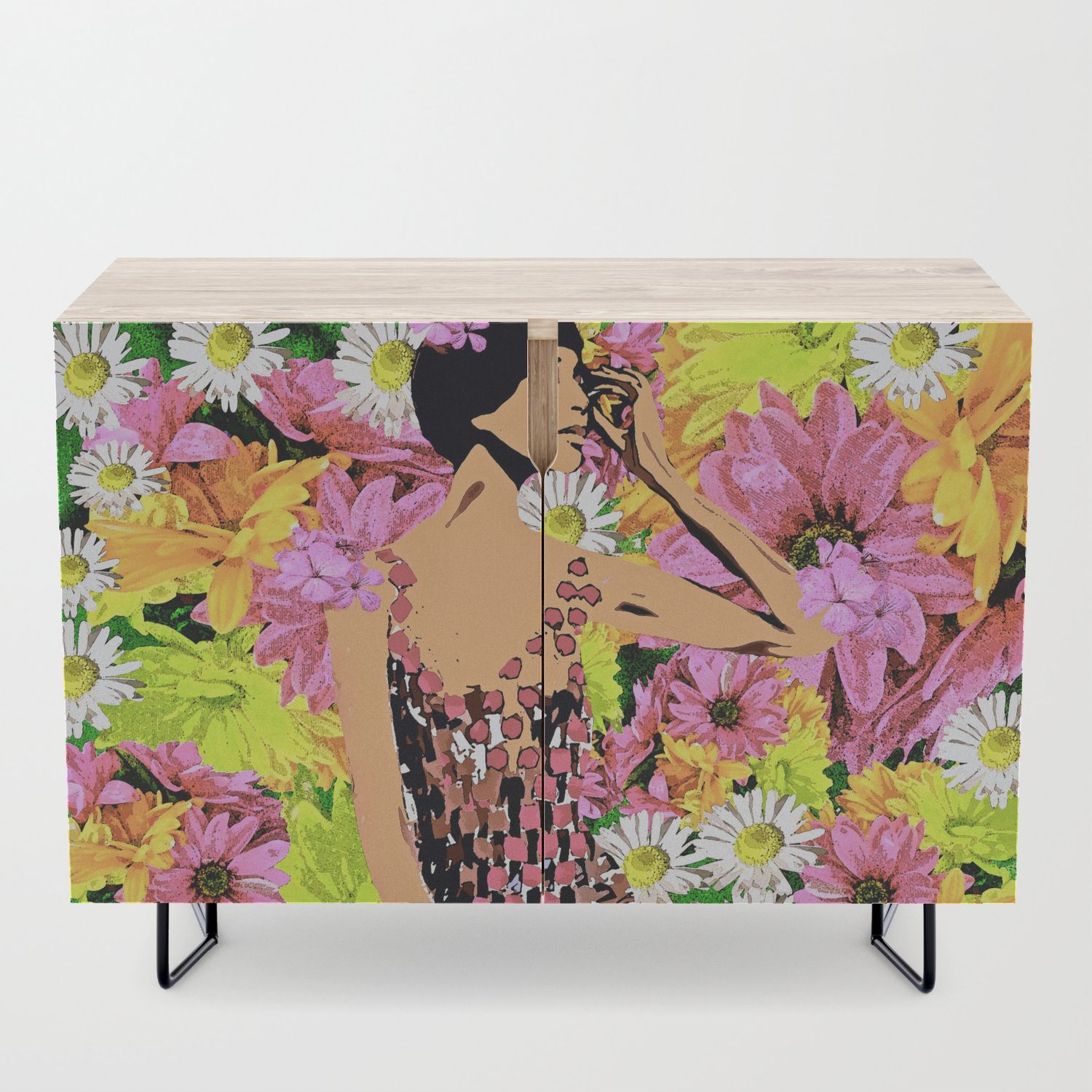 Luna Spring Time Beauty Woman Flower Child Credenza Throughout Floral Beauty Credenzas (View 3 of 30)