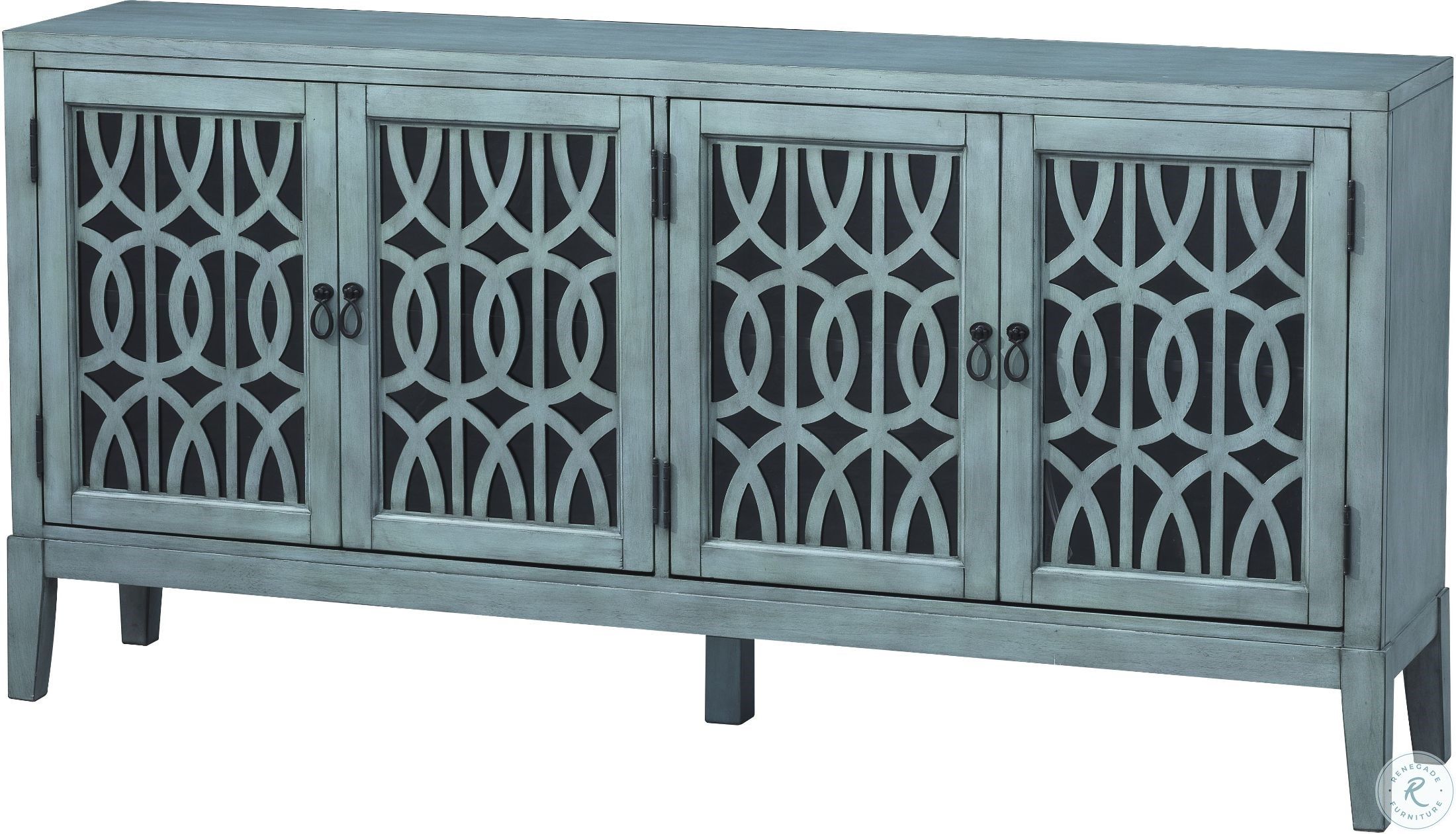 Mabry Mill Burnished Blue 4 Door Media Credenza Intended For Symmetric Blue Swirl Credenzas (View 16 of 30)