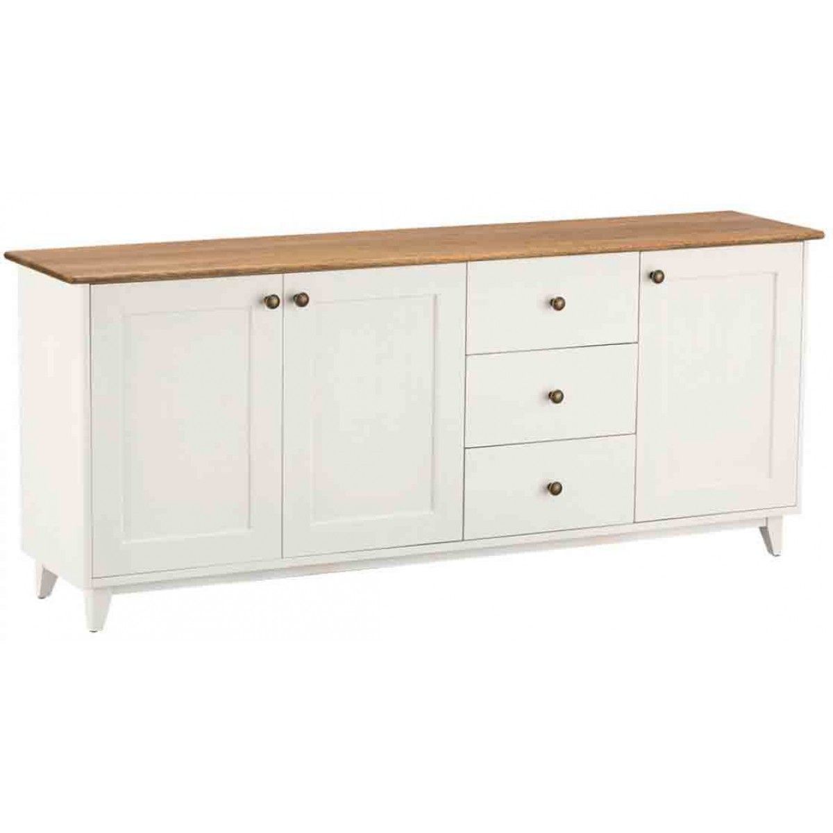 Maine 3 Door 3 Drawer Large Sideboard White – Buffets Pertaining To 3 Drawer Storage Buffets (View 3 of 30)