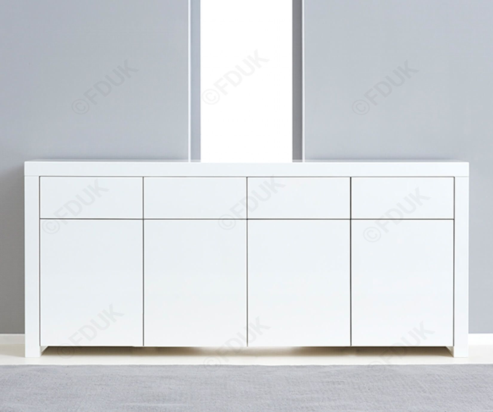 Mark Harris Hereford 4 Door 4 Drawer White High Gloss Sideboard For Malibu 2 Door 4 Drawer Sideboards (View 15 of 30)