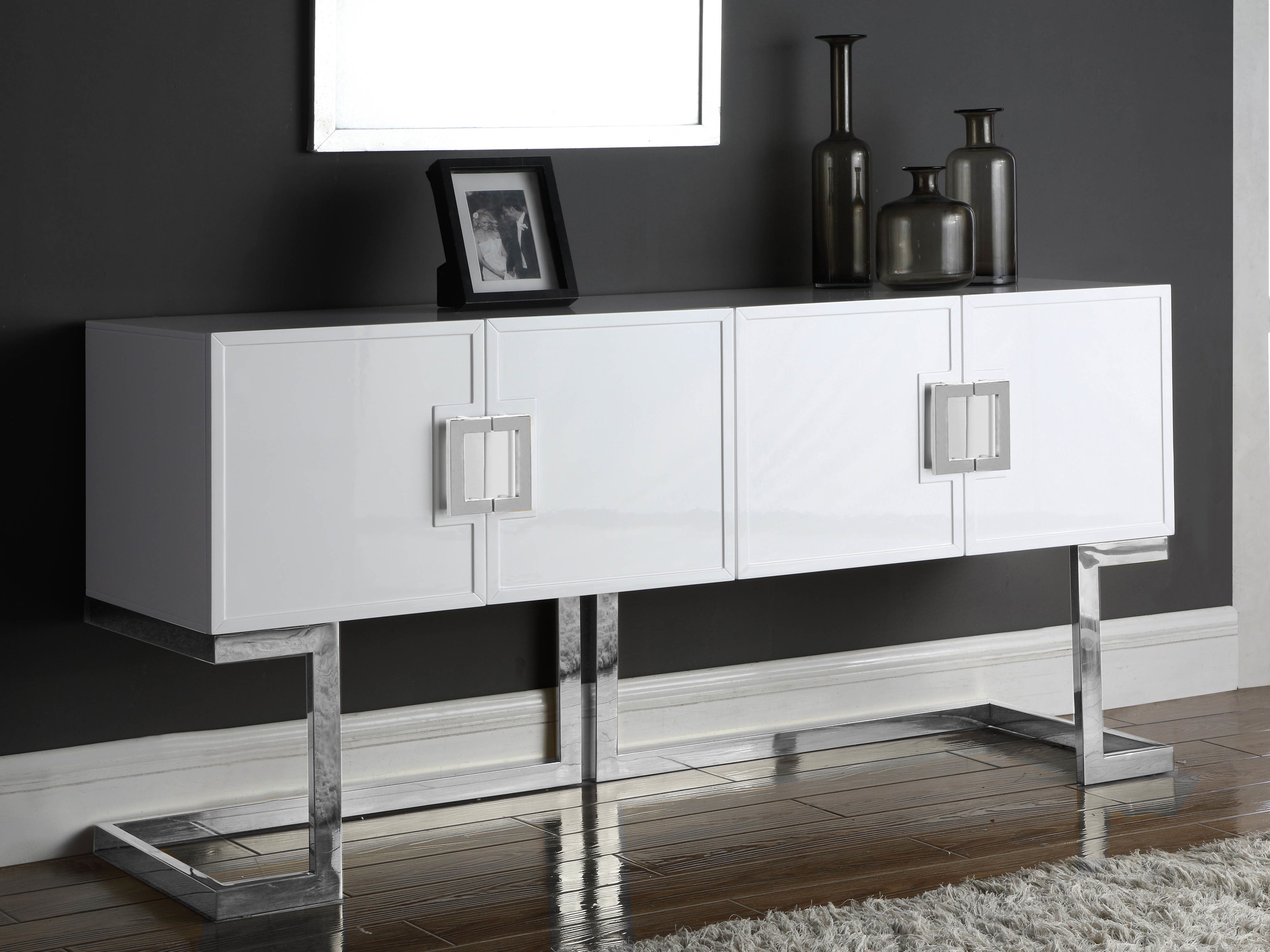 Metal White Sideboards & Buffets You'll Love In 2019 | Wayfair For White Wood And Chrome Metal High Gloss Buffets (View 17 of 30)