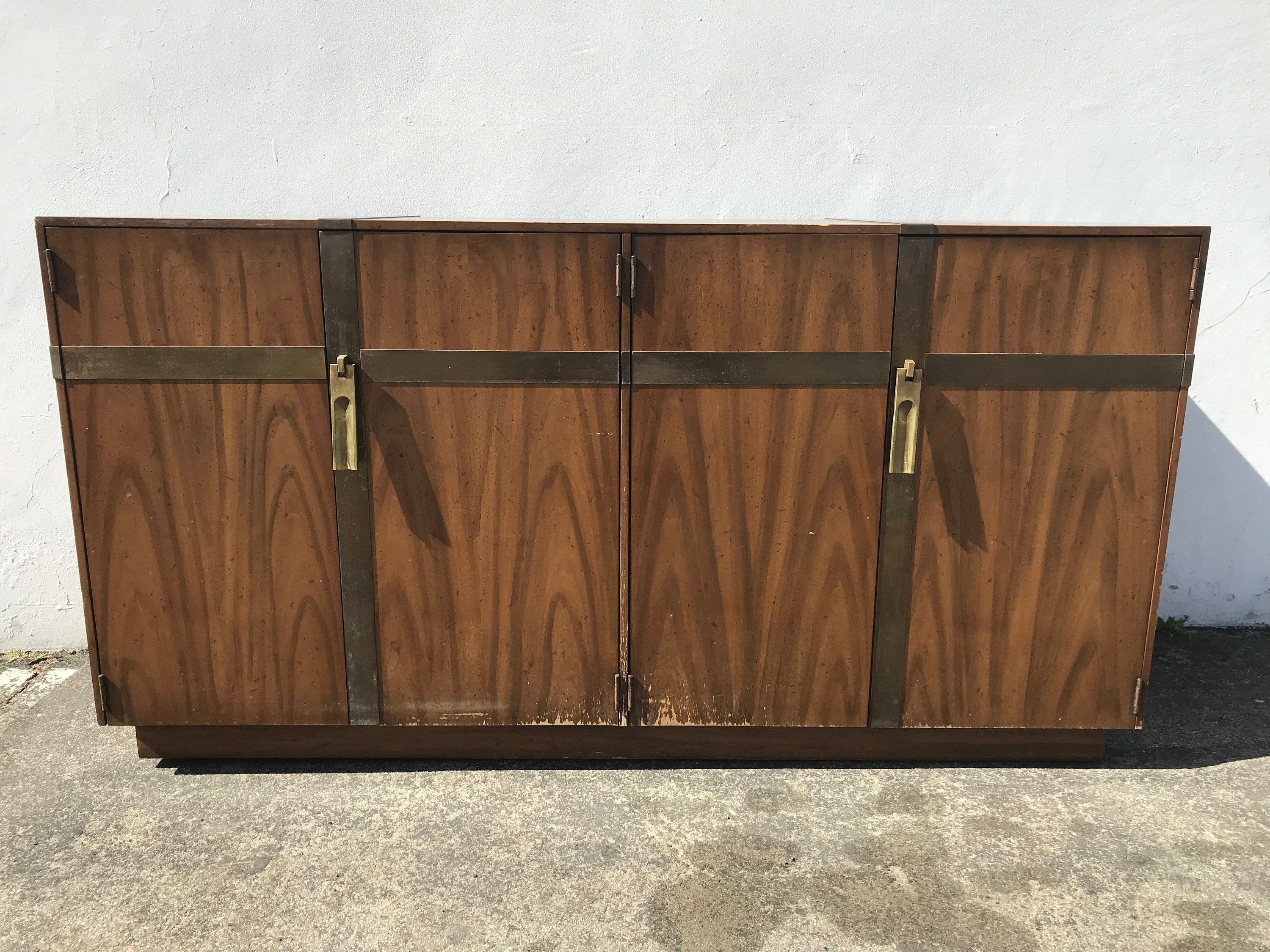 Mid Century Buffet Wood Cabinet Console Table Hollywood With Regard To Mid Century Buffets (Photo 16 of 30)