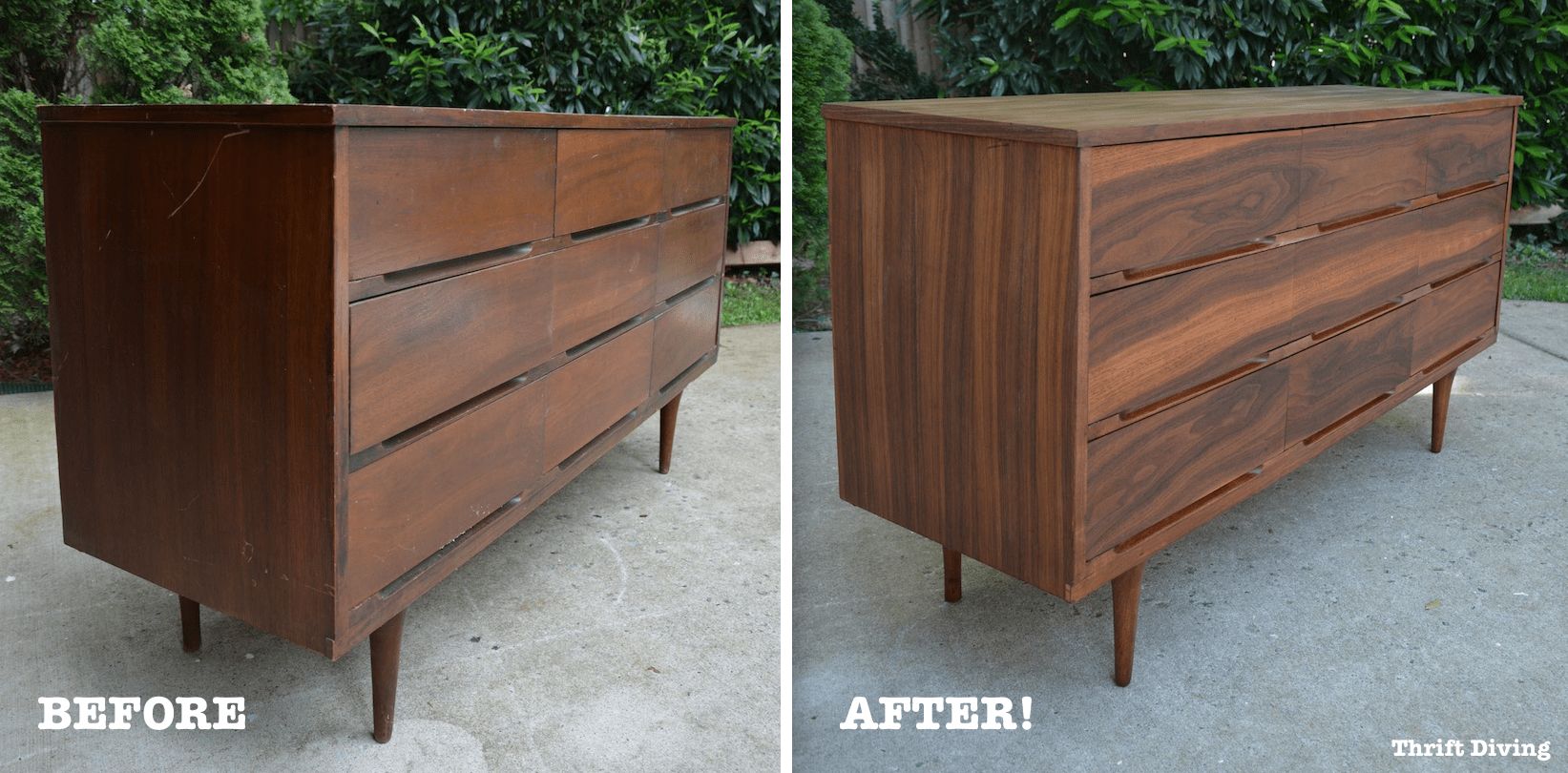 Mid Century Modern Dresser Makeover: Stripped & Refinished Inside Mid Century Retro Modern Oak And Espresso Wood Buffets (View 18 of 30)