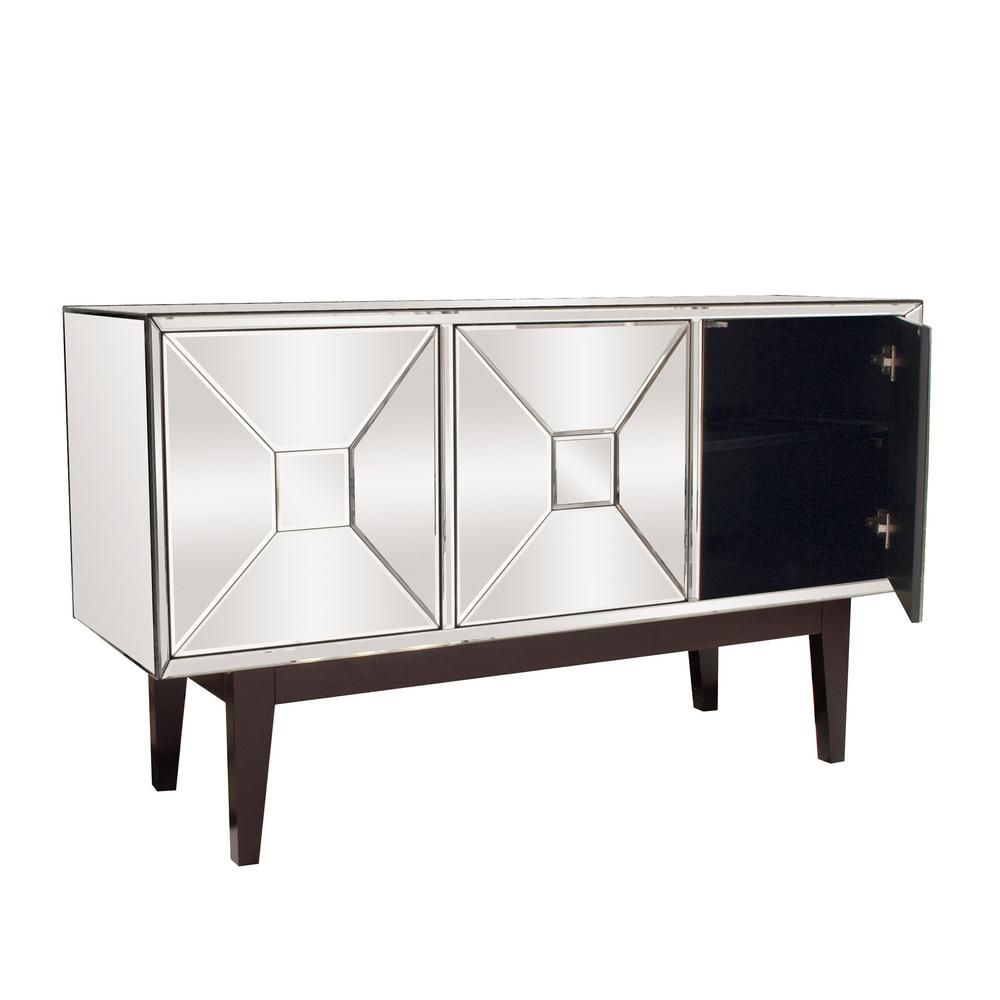 Mirrored Buffet Cabinet With Three Doors 68086 – The Home Depot Intended For Mirrored Buffets (View 4 of 30)