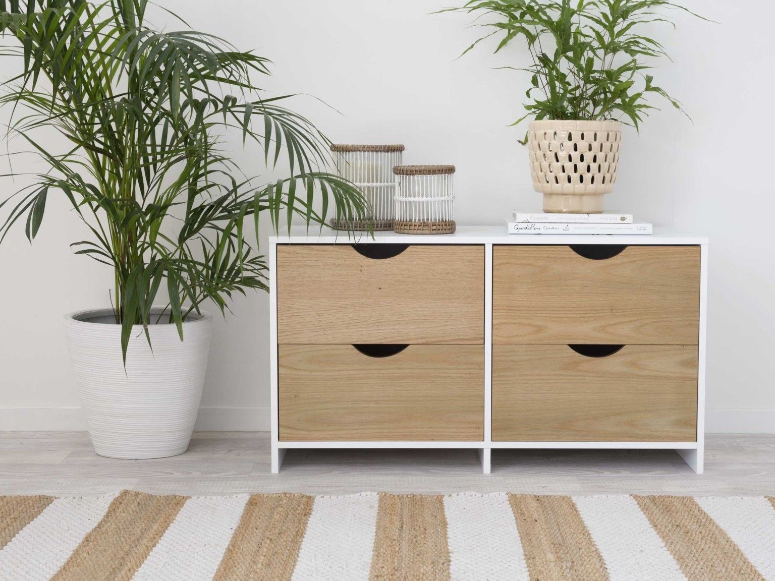 Mocka Brooklyn Midi Drawers – White With Rec Rug And Asta Throughout Dowler 2 Drawer Sideboards (View 29 of 30)