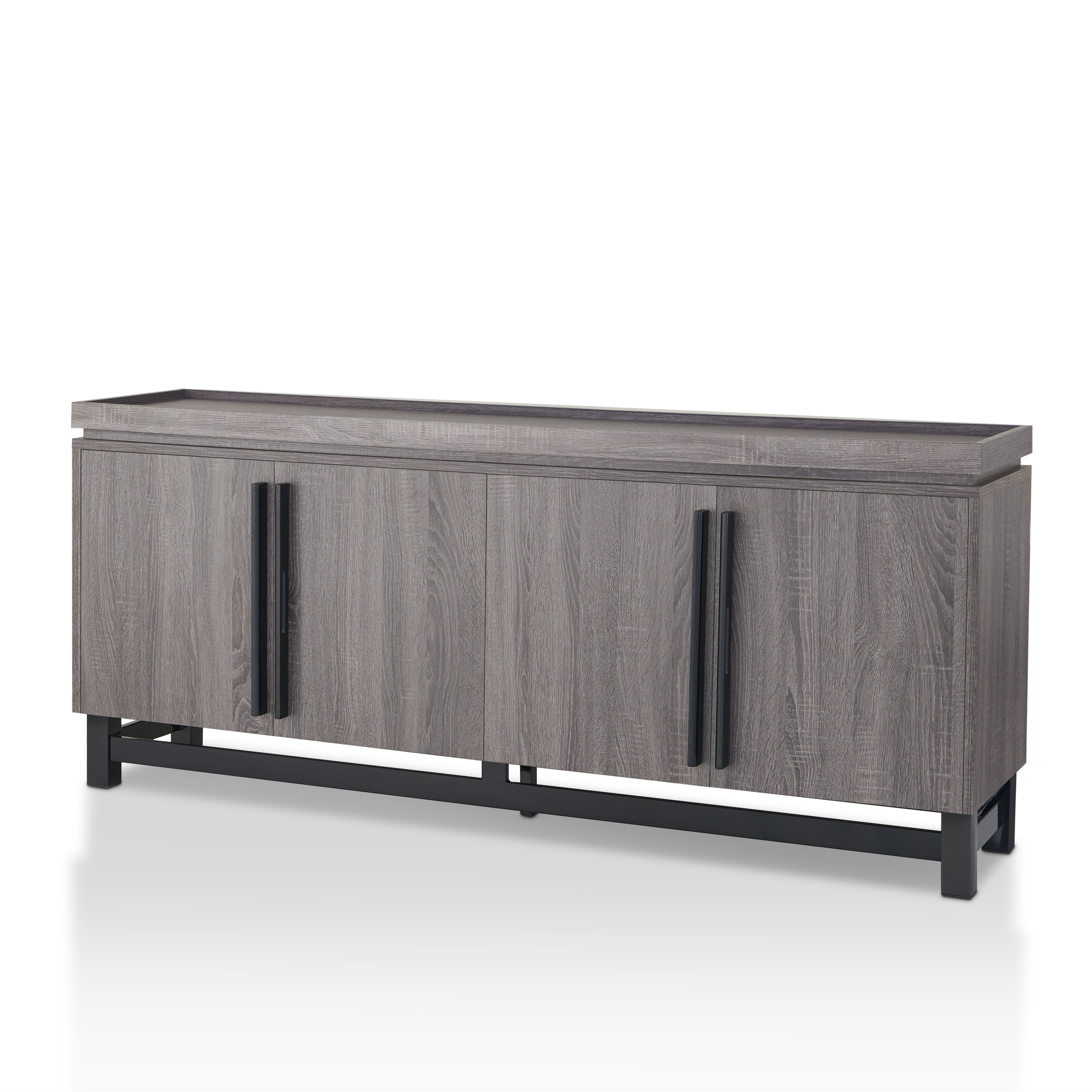 Modern Grey Sideboards + Buffets | Allmodern In Wooden Buffets With Two Side Door Storage Cabinets And Stemware Rack (View 17 of 30)