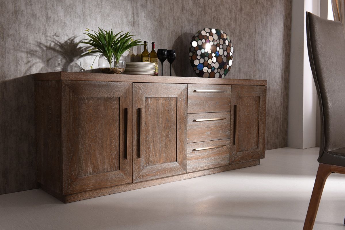 Modrest Cologne Modern White Wash Oak Buffet Within Togal Contemporary White/light Oak Dining Buffets (View 9 of 30)