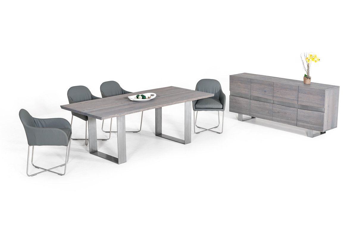 Modrest Murphy Modern Grey Aged Oak Dining Table In Togal Contemporary White/light Oak Dining Buffets (View 24 of 30)