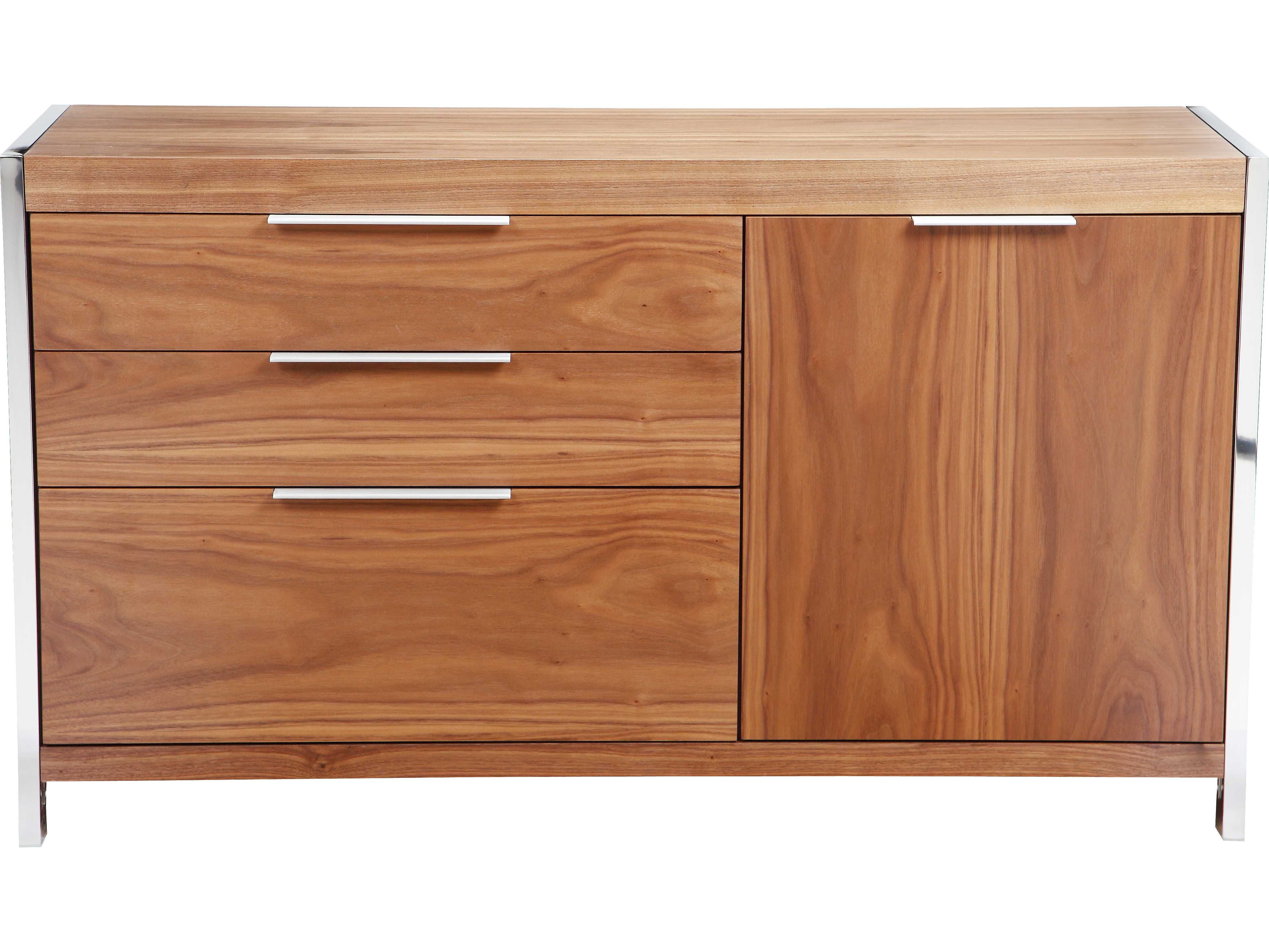 Moe's Home Collection Neo Small Walnut 54'' X 17'' Polished Stainless Steel  Sideboard With Regard To Melange Brockton Sideboards (View 18 of 30)