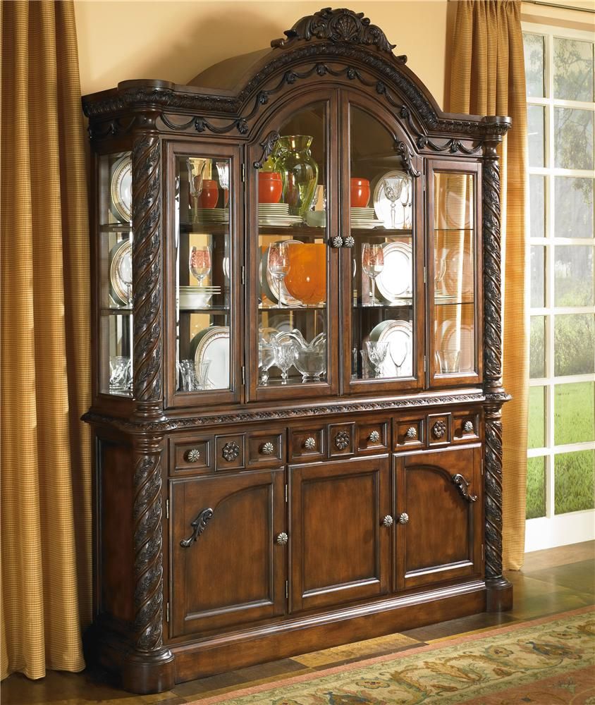 Old World China Cabinet With Glass Doorsmillennium At Rotmans In Wooden Curio Buffets With Two Glass Doors (View 15 of 30)