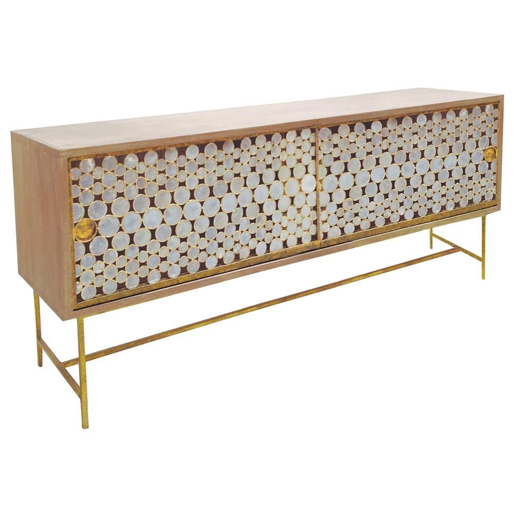 Oly Studio Serena Capiz Shell Gold Driftwood Buffet Pertaining To Floral Beauty Credenzas (View 11 of 30)