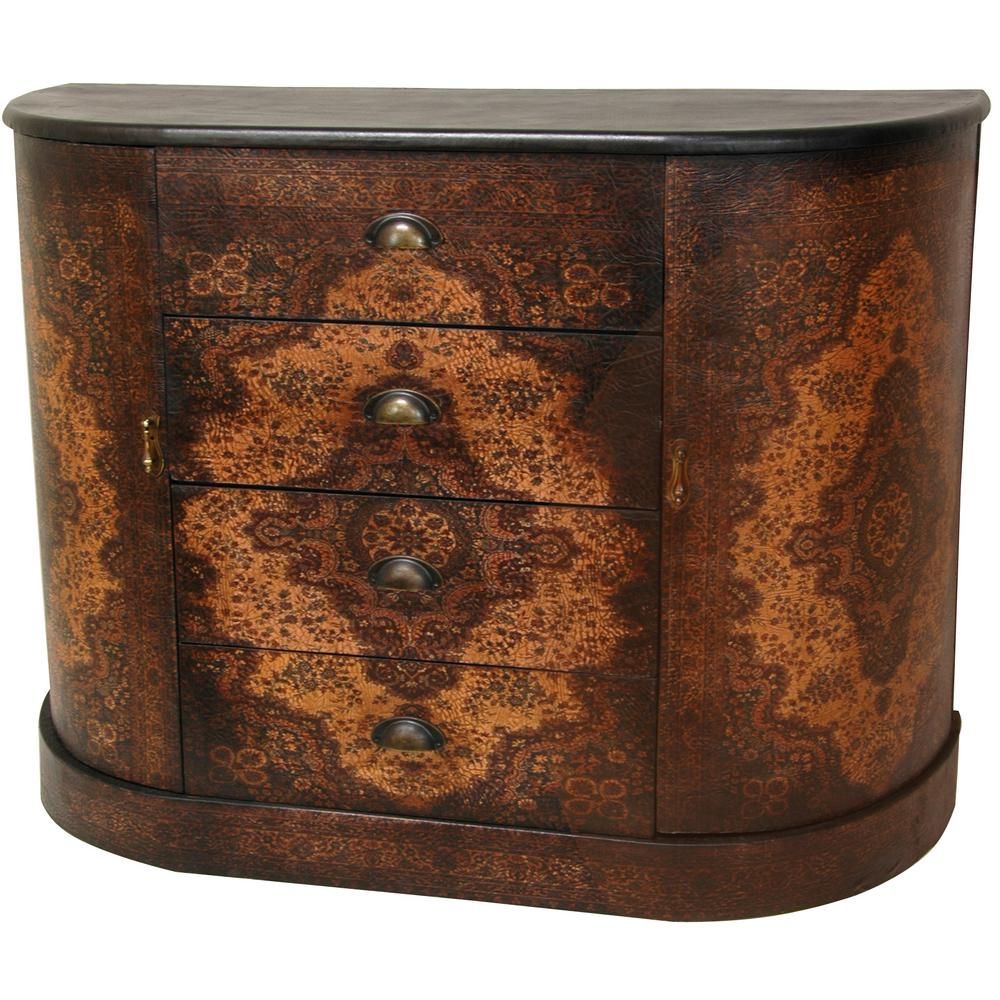 Oriental Furniture Antique Brown Olde Worlde European Credenza Cabinet Pertaining To Lovely Floral Credenzas (Photo 26 of 30)
