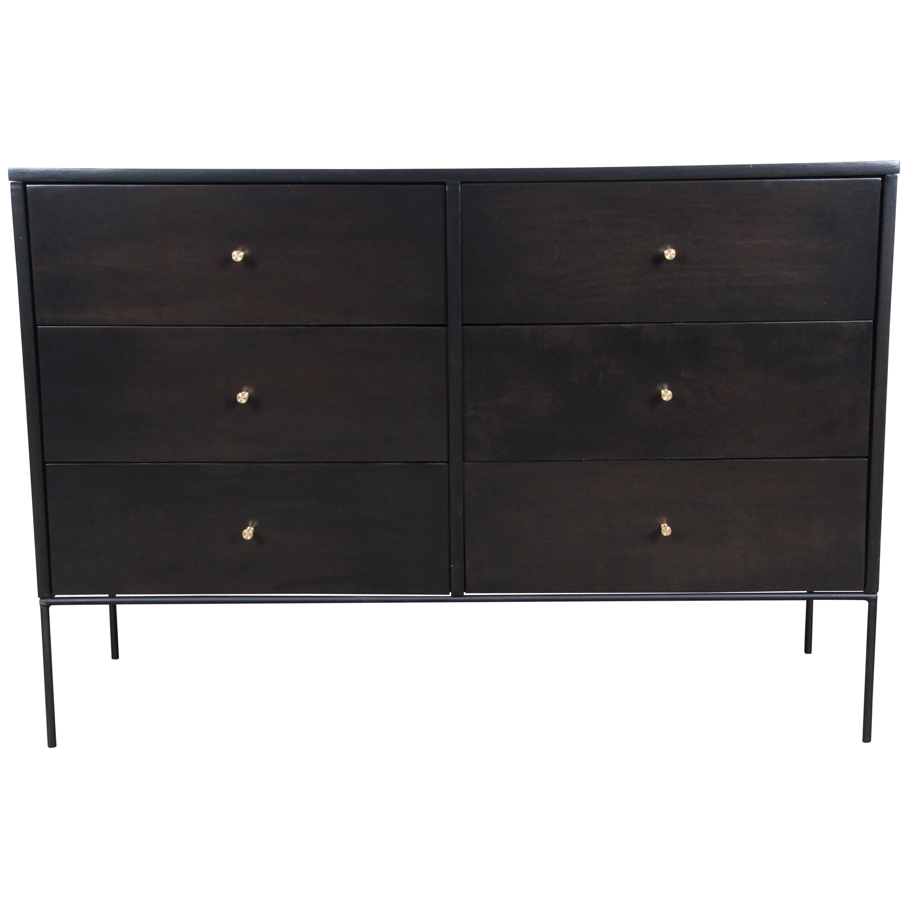 Paul Mccobb Planner Group Iron Base Ebonized Six Drawer Dresser Or Credenza With Regard To Line Geo Credenzas (Photo 9 of 30)