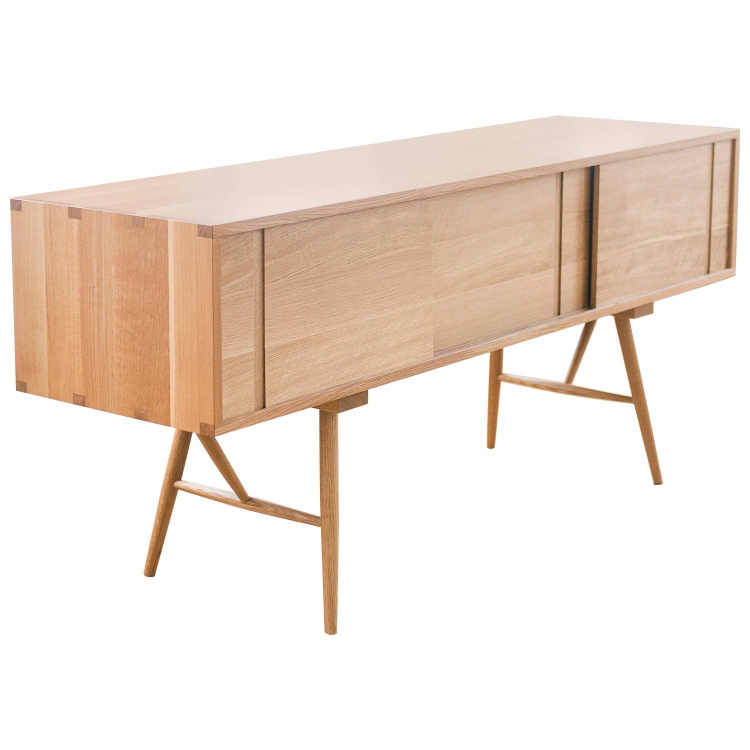 Pelican Cabinet, Modern White Oak Sideboard With Sliding Intended For Vintage Walnut Sliding Door Buffets (View 19 of 30)