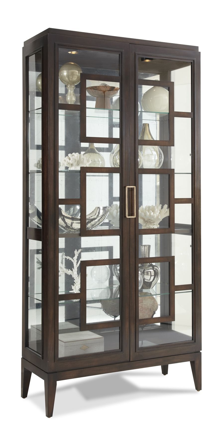 Pick Your Own Finish Hickory White – 440 41 Rhodes Curio With Regard To Wooden Buffets With Two Side Door Storage Cabinets And Stemware Rack (View 27 of 30)
