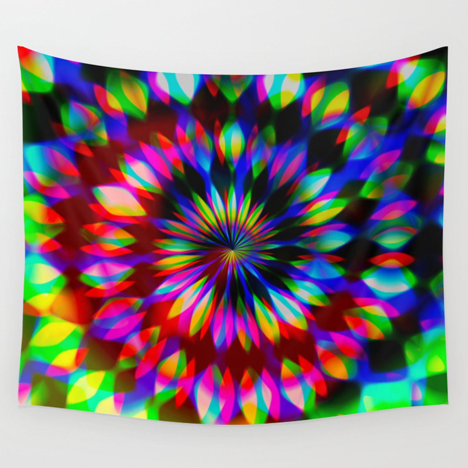 Psychedelic Rainbow Swirl Wall Tapestry Inside Symmetric Blue Swirl Credenzas (Photo 21 of 30)