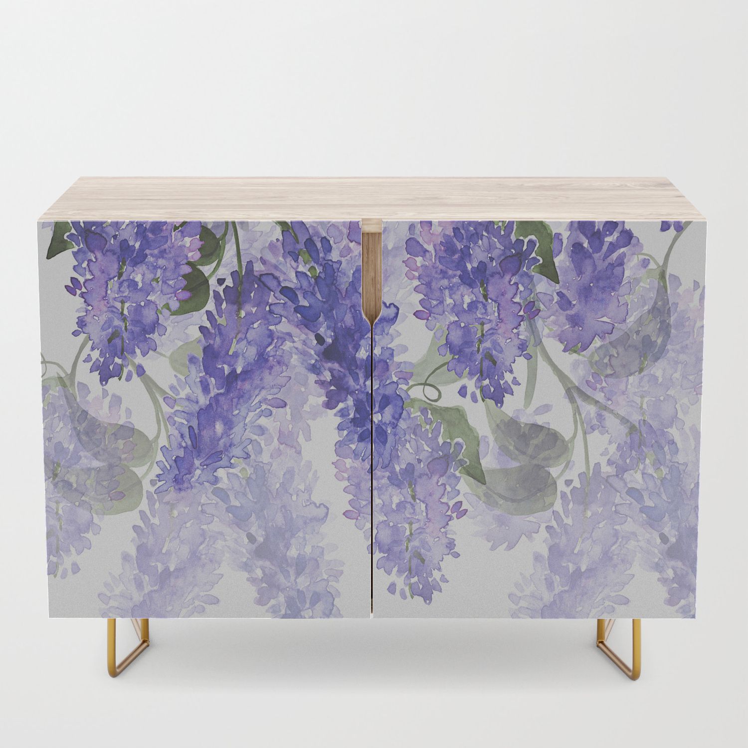 Purple Wisteria Flowers Credenza Pertaining To Purple Floral Credenzas (View 5 of 30)