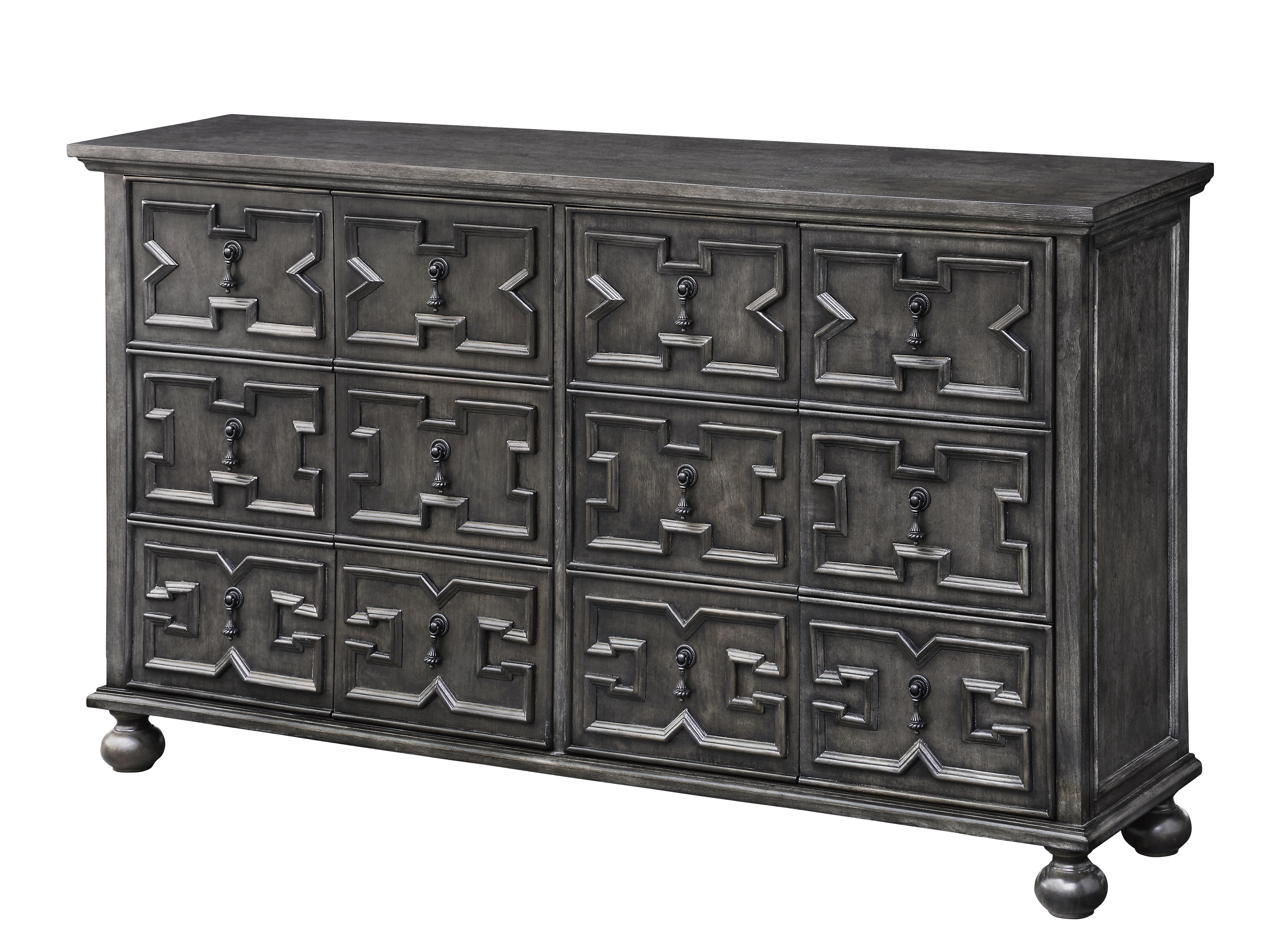 Rutledge Antique Grey 4 Door Pattern Front Sideboard Within Rutledge Sideboards (Photo 3 of 30)