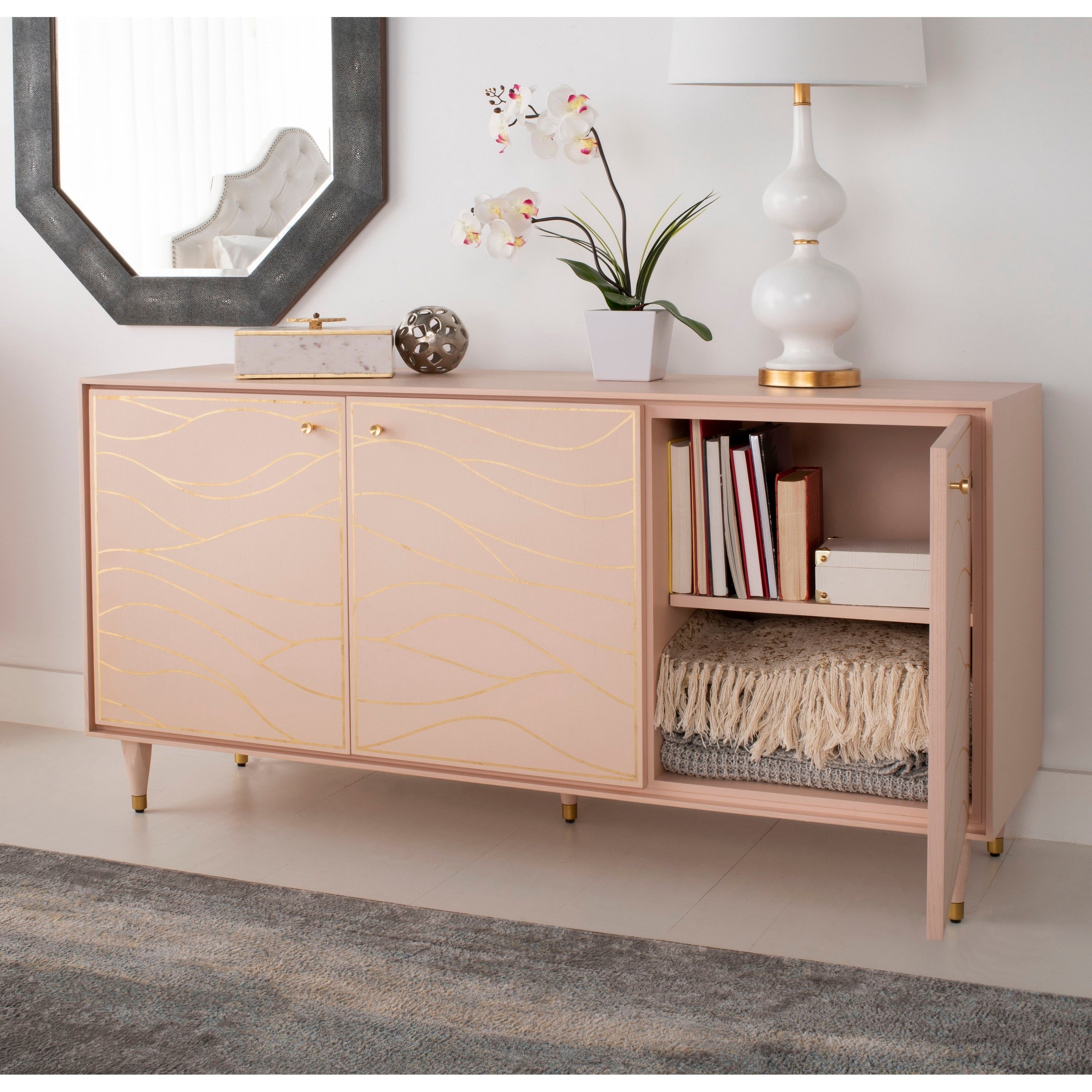 Safavieh Couture Broderick Wave Sideboard – Pink / Gold – 60" X 18.1" X   (View 12 of 30)