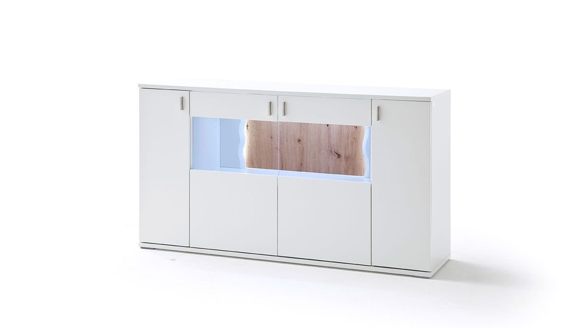 Sideboard, Weiße & Balkeneichefarbene Kunststoffoberflächen – Vier Türen Intended For Kratz Sideboards (View 9 of 30)