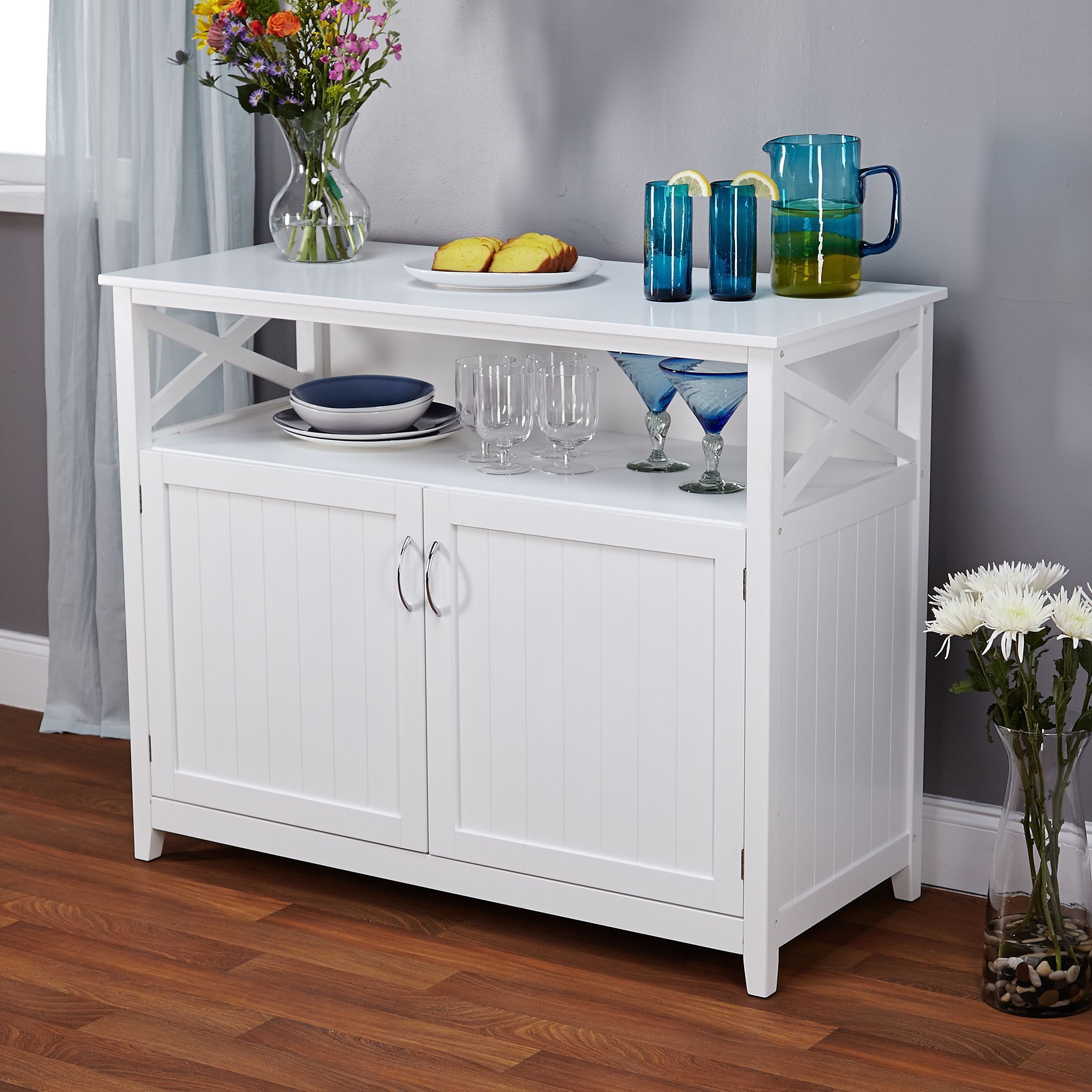 Simple Living Southport White Beadboard Buffet In 2019 Within White Beadboard Buffets (View 1 of 30)