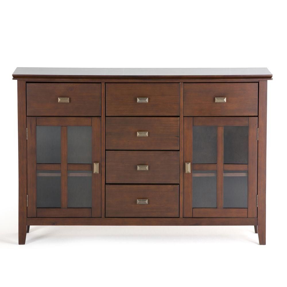 Simpli Home Artisan Solid Wood 54 In. Wide Contemporary Inside Contemporary Style Wooden Buffets With Two Side Door Storage Cabinets (Photo 12 of 30)