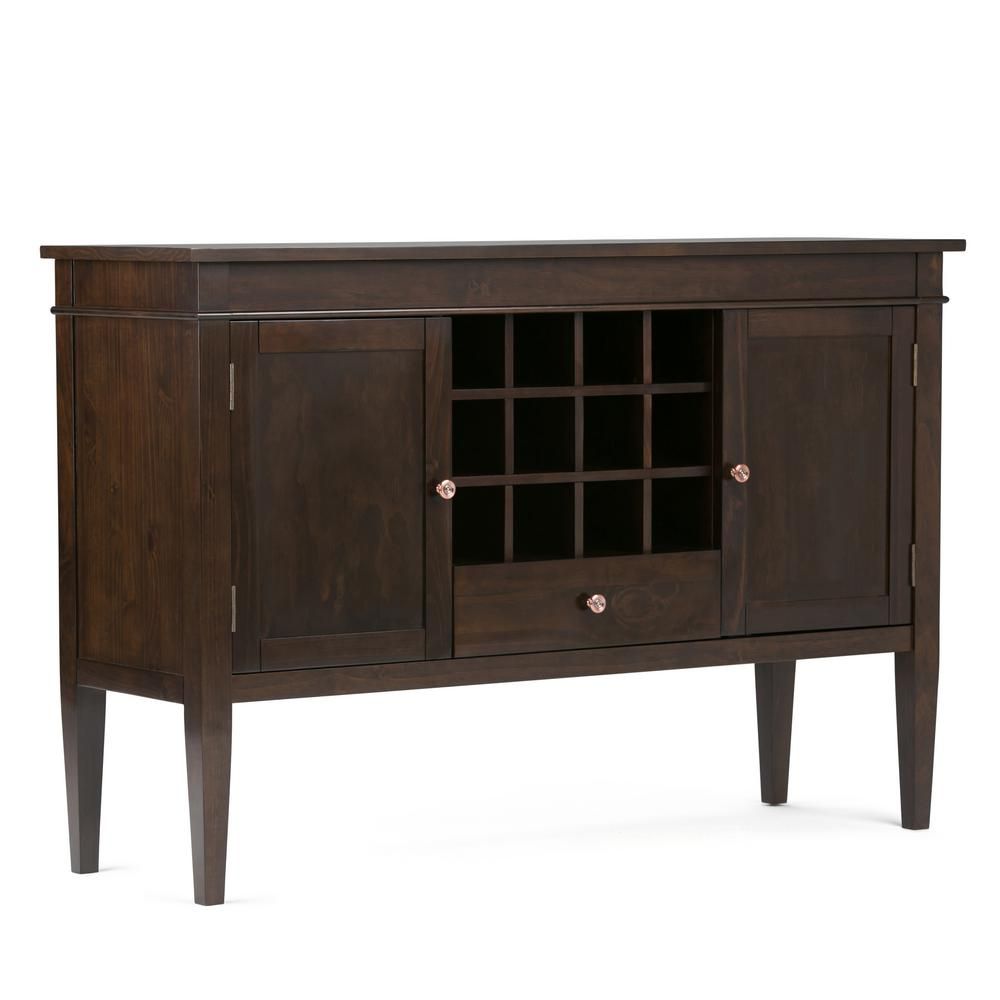 Simpli Home Carlton Solid Wood 54 In. Wide Contemporary Within Solid Wood Contemporary Sideboards Buffets (Photo 5 of 30)