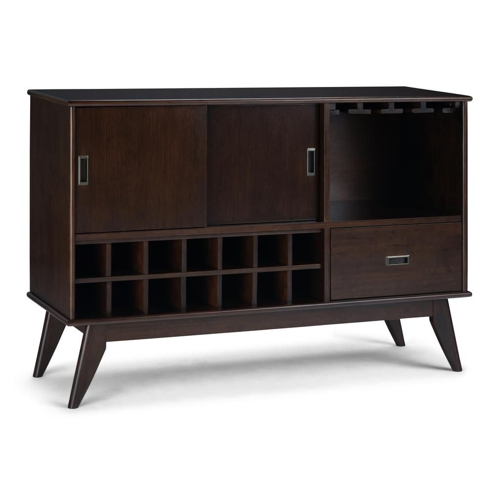 Simpli Home Draper Solid Hardwood 54 In. Wide Mid Century For Mid Century Brown Sideboards (Photo 11 of 30)