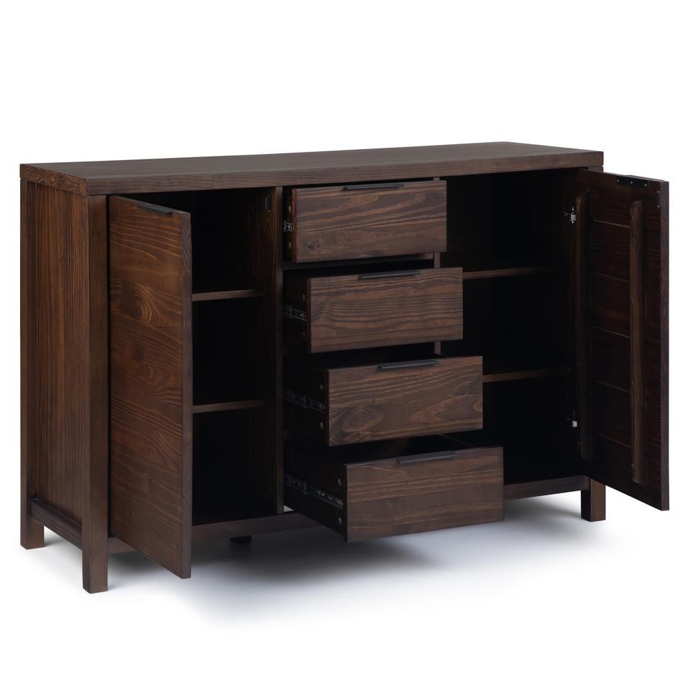 Simpli Home Hollander Solid Wood 54 In. Wide Modern Intended For Contemporary Distressed Grey Buffets (Photo 23 of 30)